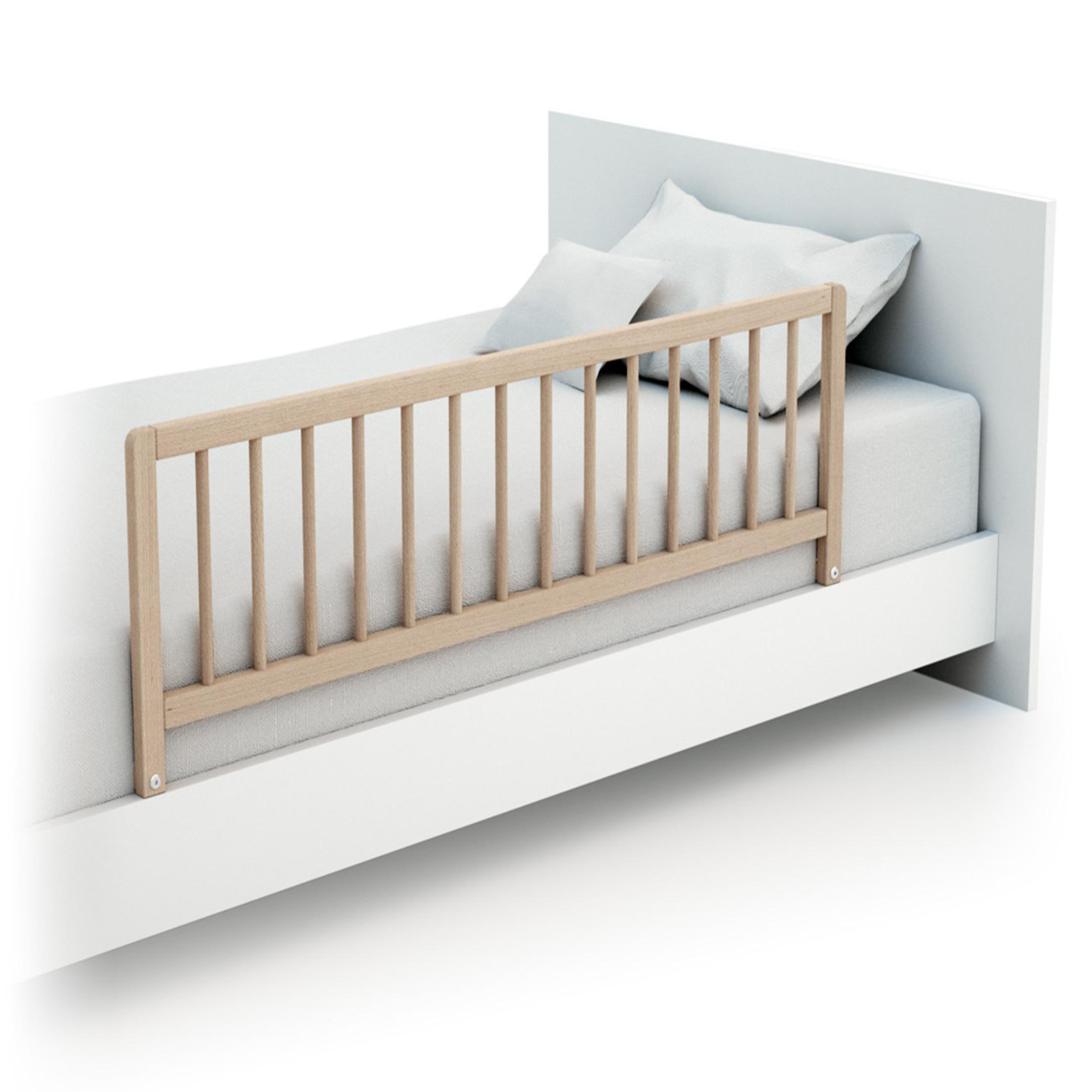 Voir la diapositive 2 : WEBABY Barrière de lit enfant en bois SIDO 117 cm