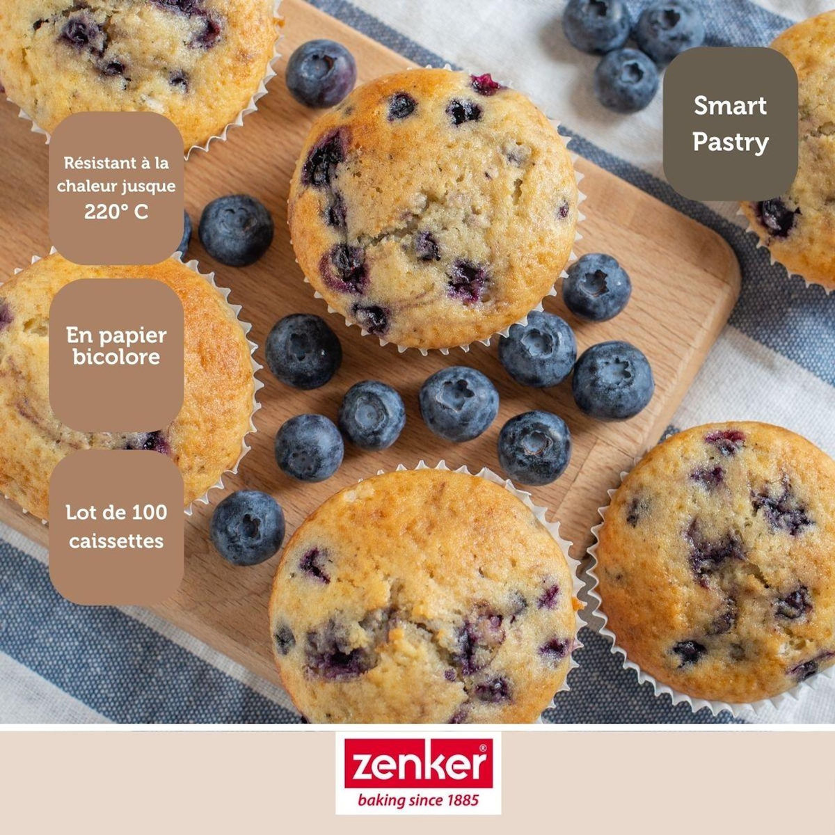 ZENKER Lot de 100 barquettes alimentaires en papier 2,5 cm Zenker Smart pastry