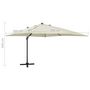 Voir la diapositive 6 : VIDAXL Parasol de jardin en porte-a-faux et mat et lumieres LED sable
