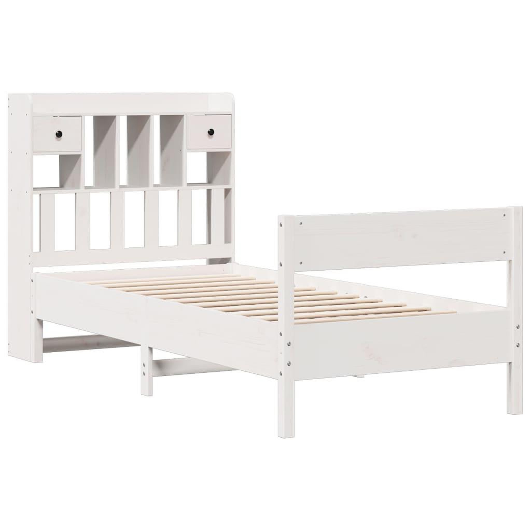 Voir la diapositive 3 : VIDAXL Lit bibliotheque sans matelas blanc 75x190cm bois de pin massif