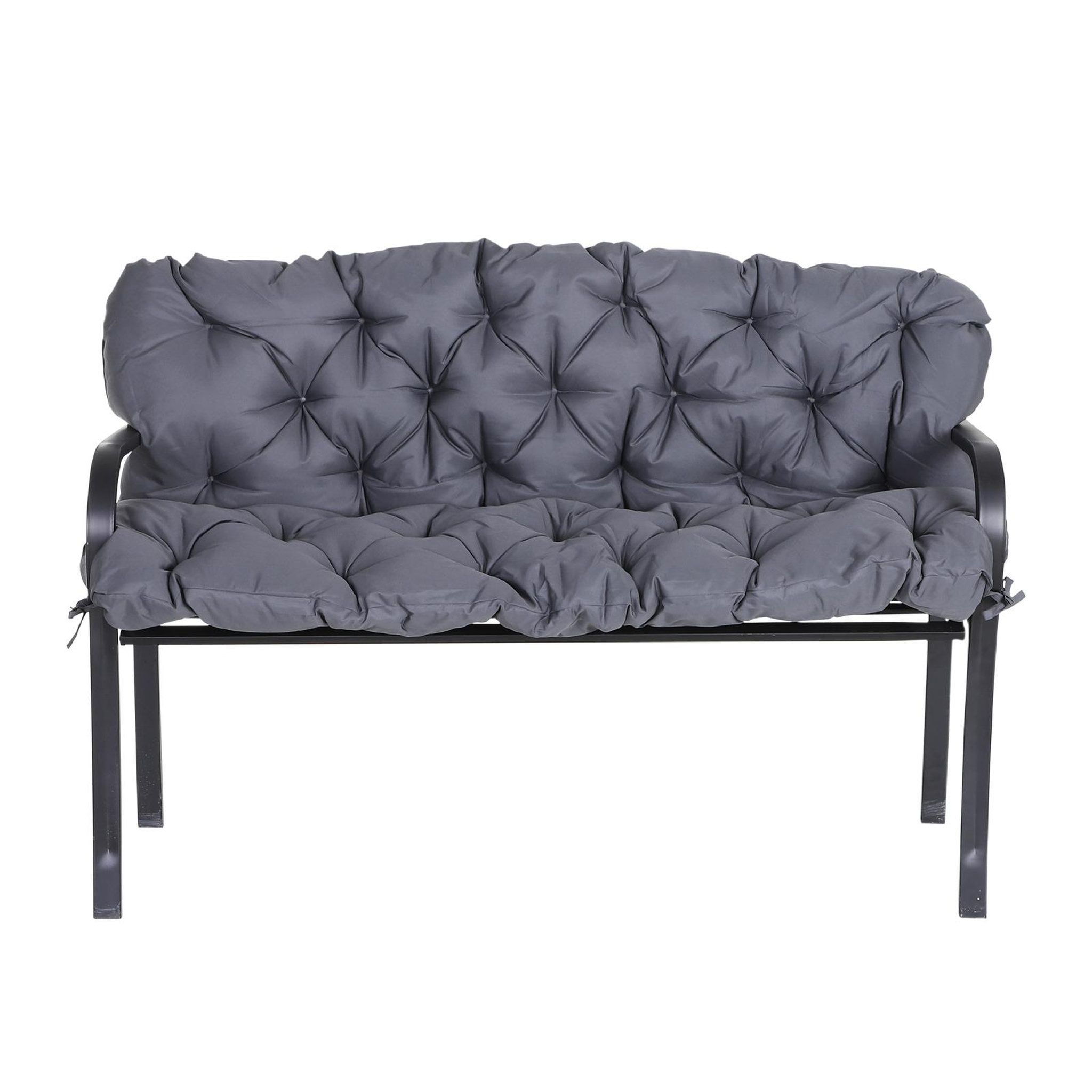 Voir la diapositive 4 : OUTSUNNY Coussin matelas assise dossier pour banc de jardin balancelle canapé 3 places grand confort 150 x 98 x 8 cm gris
