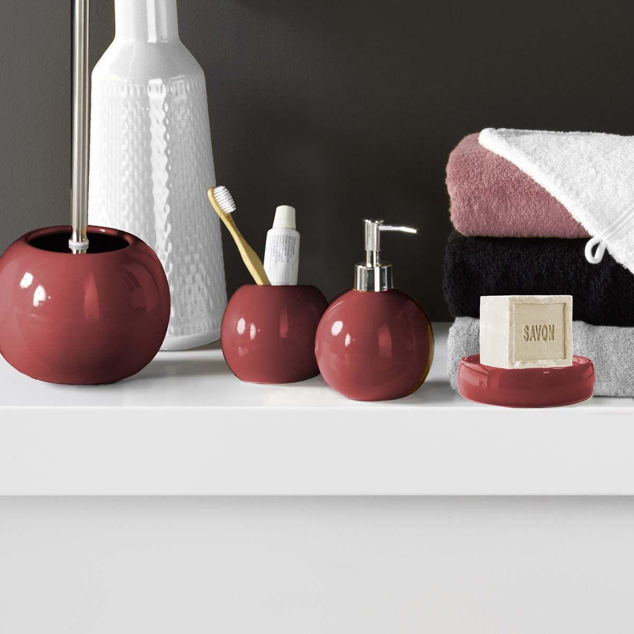 Voir la diapositive 2 : Douceur d'Intérieur Gobelet de salle de bain  bullea  9cm framboise