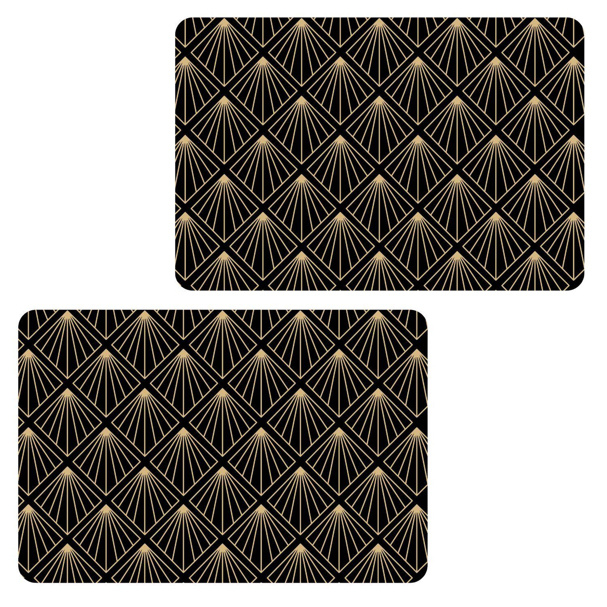 HABITABLE Lot de 2 sets de table avec encre métallique ELIOR - 30 x 45 cm - Or et noir