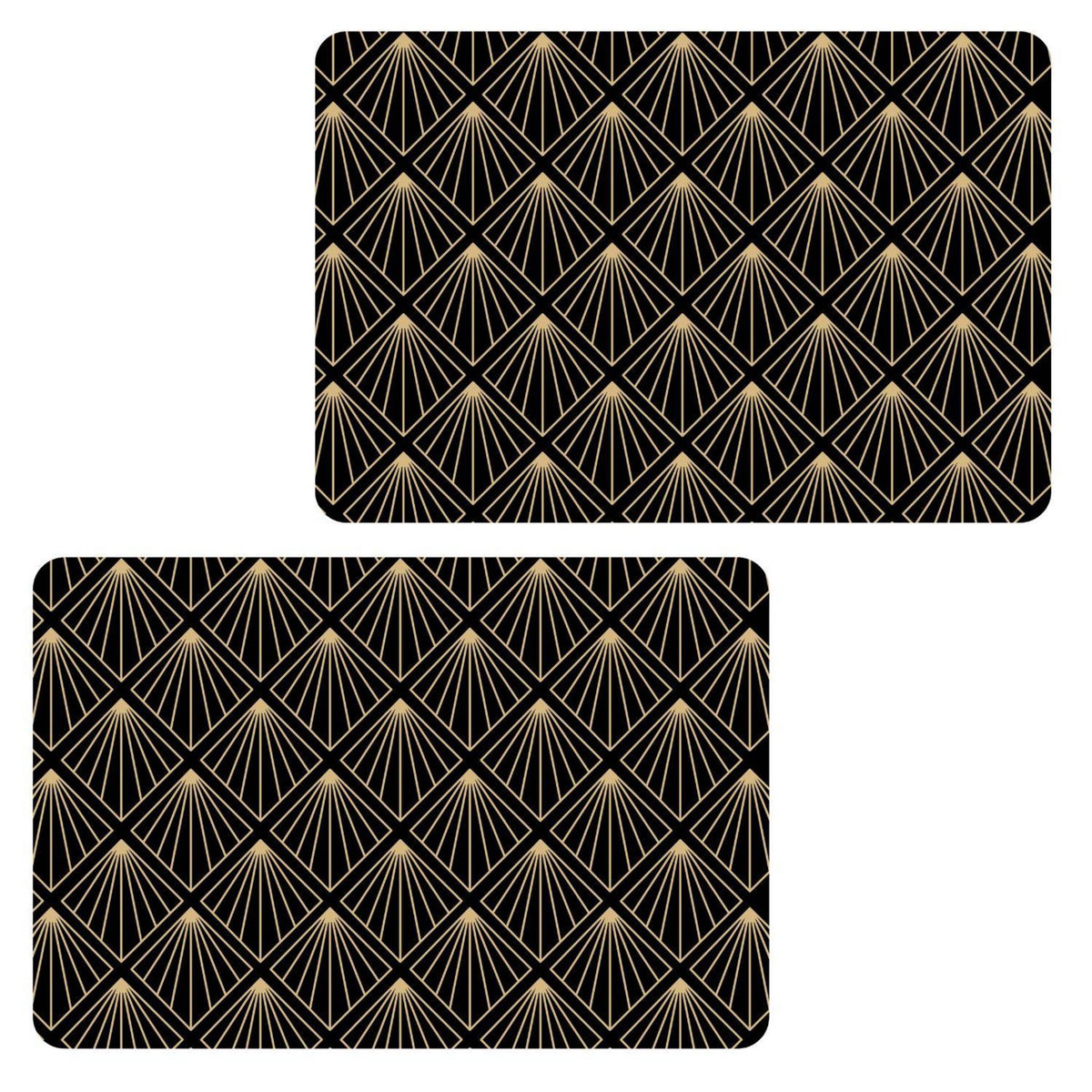 HABITABLE Lot de 2 sets de table avec encre métallique ELIOR - 30 x 45 cm - Or et noir