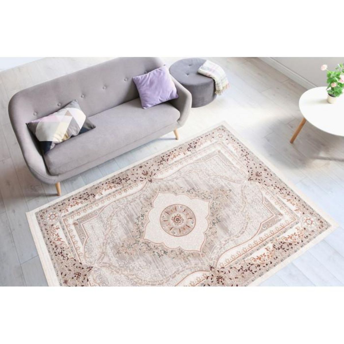 Paris Prix Tapis Vintage à Franges  Akropolis V  Gris & Rose