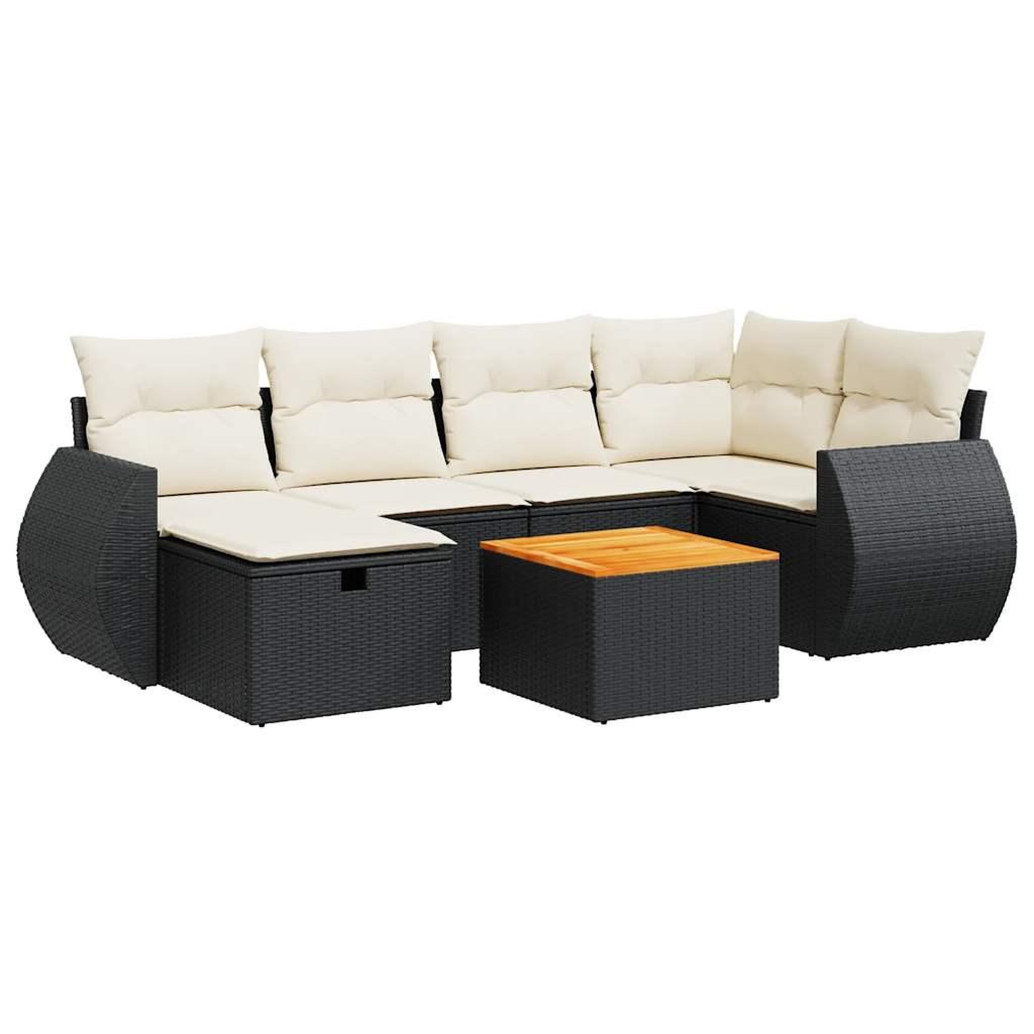 Voir la diapositive 2 : VIDAXL Salon de jardin 7 pcs avec coussins noir resine tressee