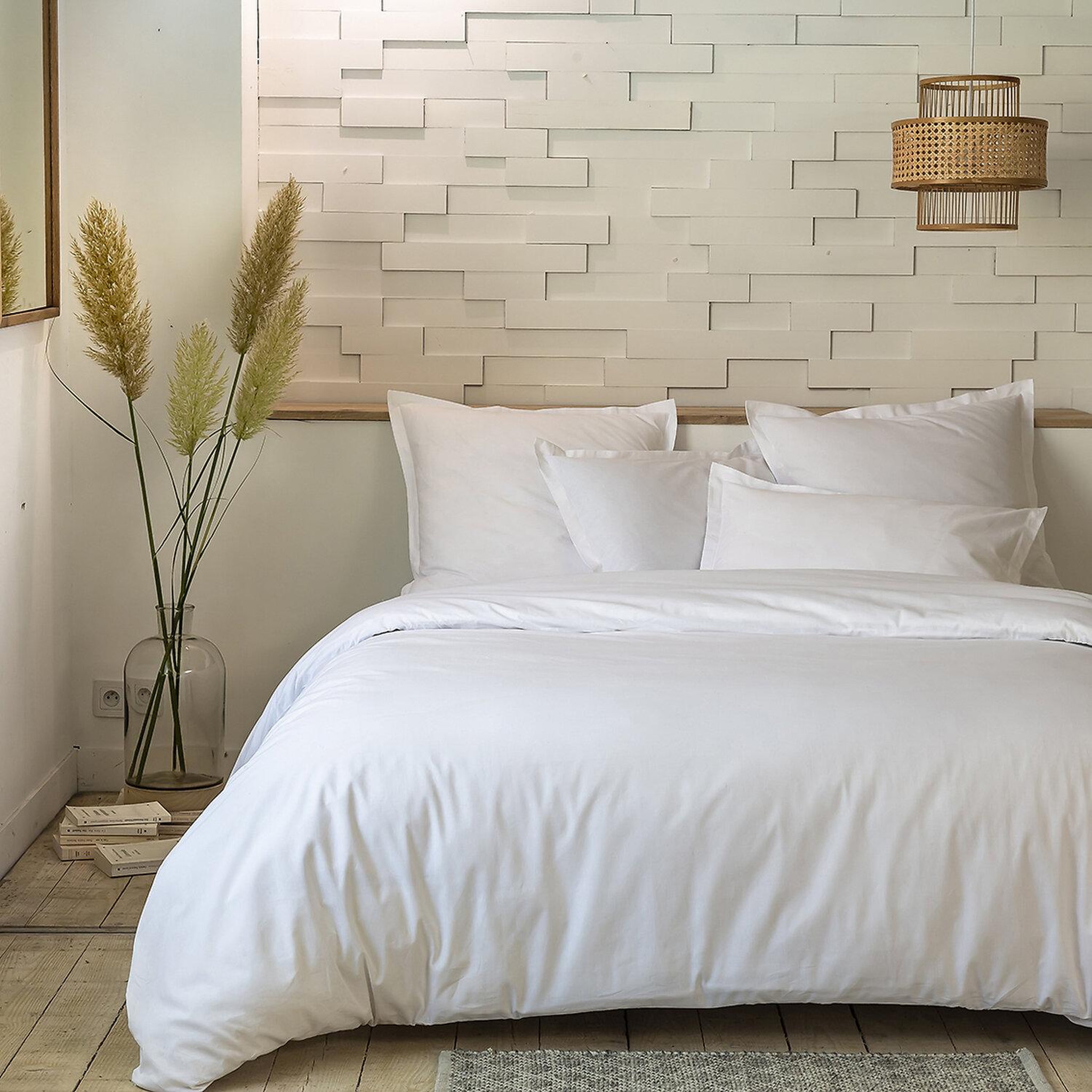 Voir la diapositive 1 : Home collection Parure de couette 100%percale de coton 80 fils/cm2-uni lin