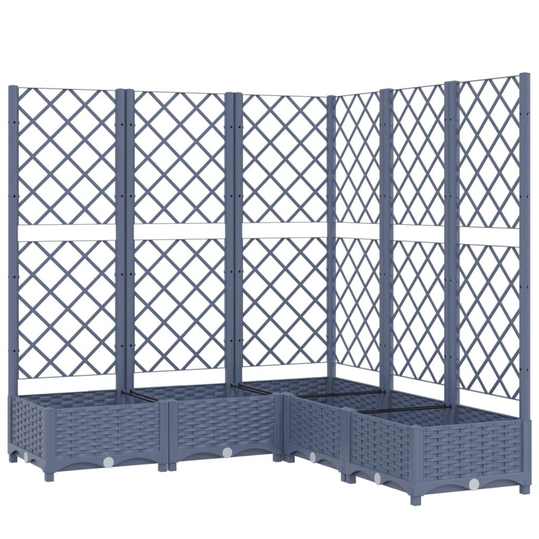 Voir la diapositive 2 : VIDAXL Jardiniere avec treillis bleu gris 120x120x121,5 cm PP