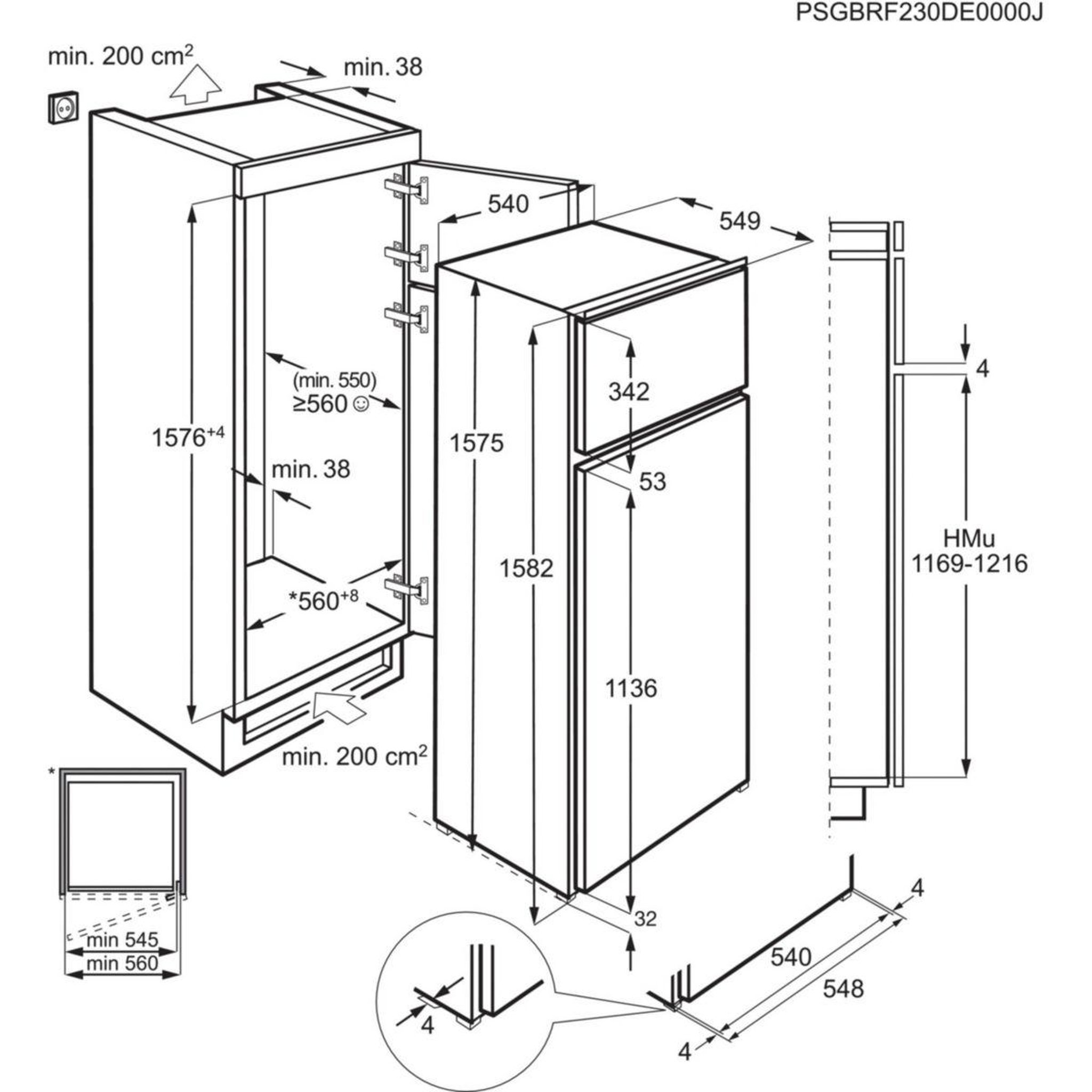 Voir la diapositive 4 : ELECTROLUX Réfrigérateur 2 portes encastrable ETS5LE16S ColdSense 2P
