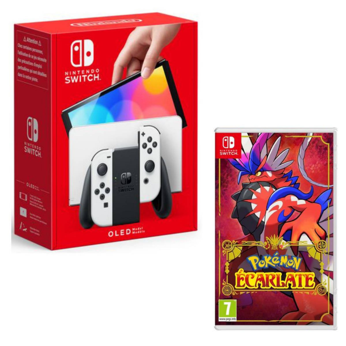 NINTENDO Console Nintendo Switch (modèle OLED) Joy-Con Blanc + Pokémon Ecarlate Nintendo Switch