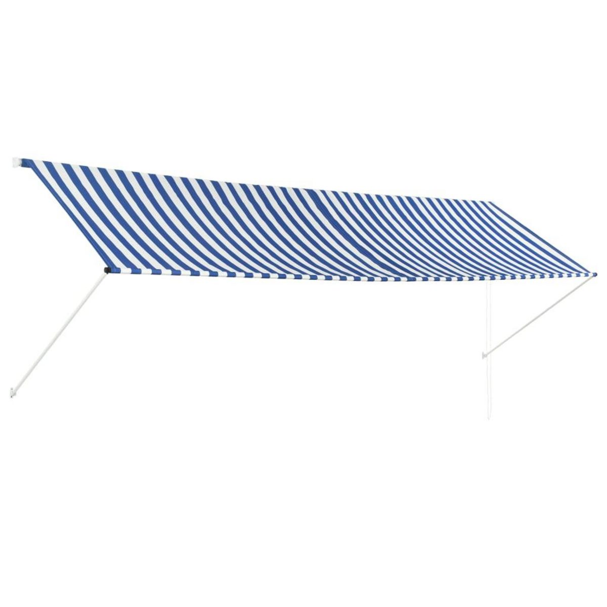 VIDAXL Auvent retractable 400x150 cm Bleu et blanc