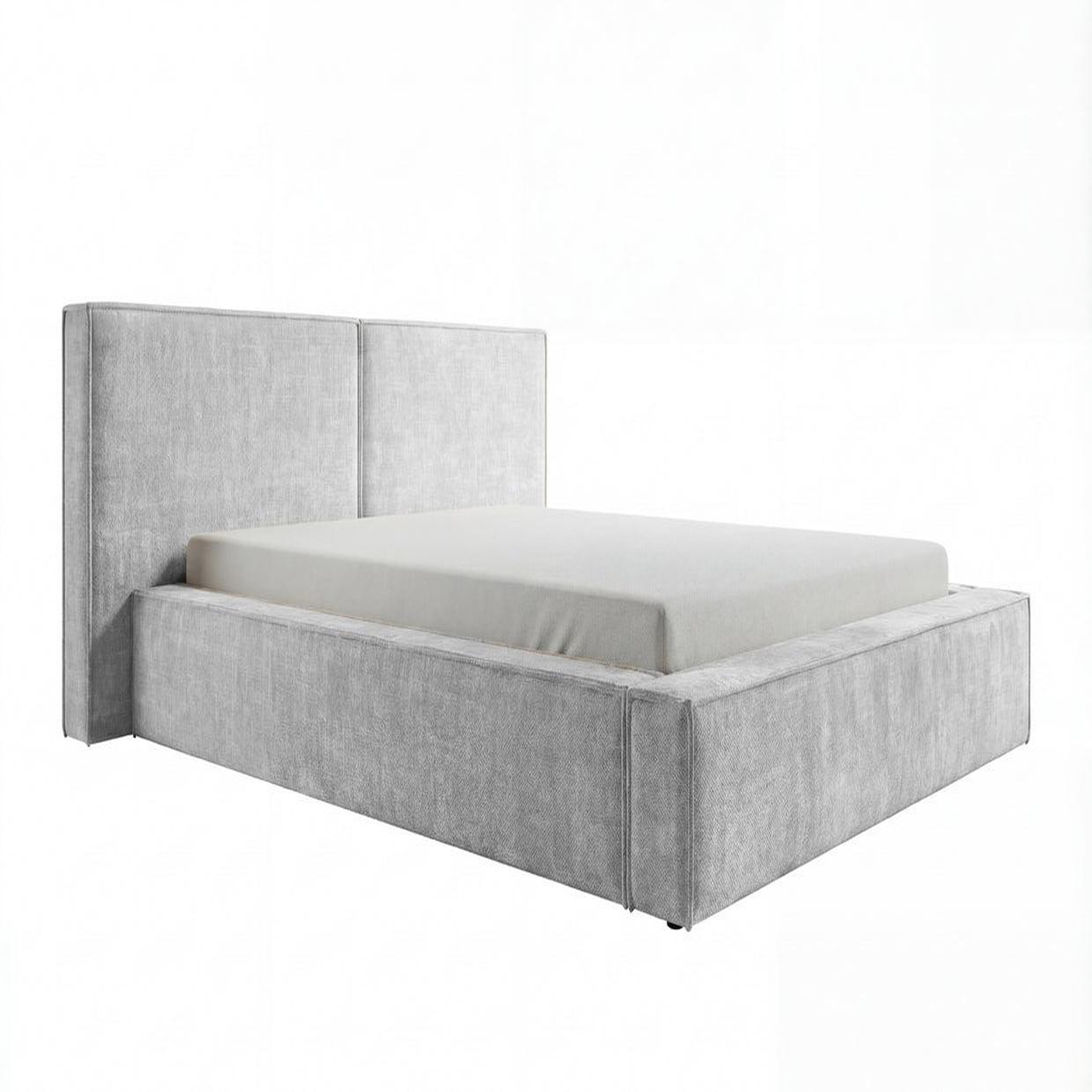 Voir la diapositive 1 : CASANOVA PARIS Celia - lit coffre tissu velours gris clair