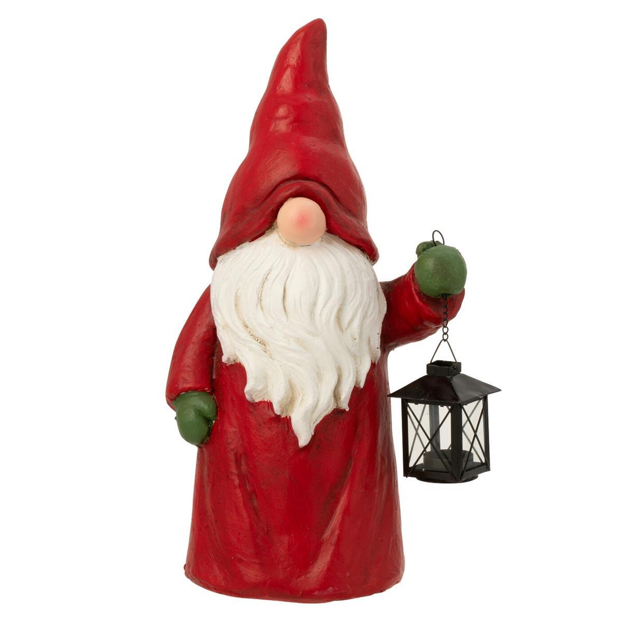 J-LINE Statuette lutin de noël  lanterne  47cm multicolore
