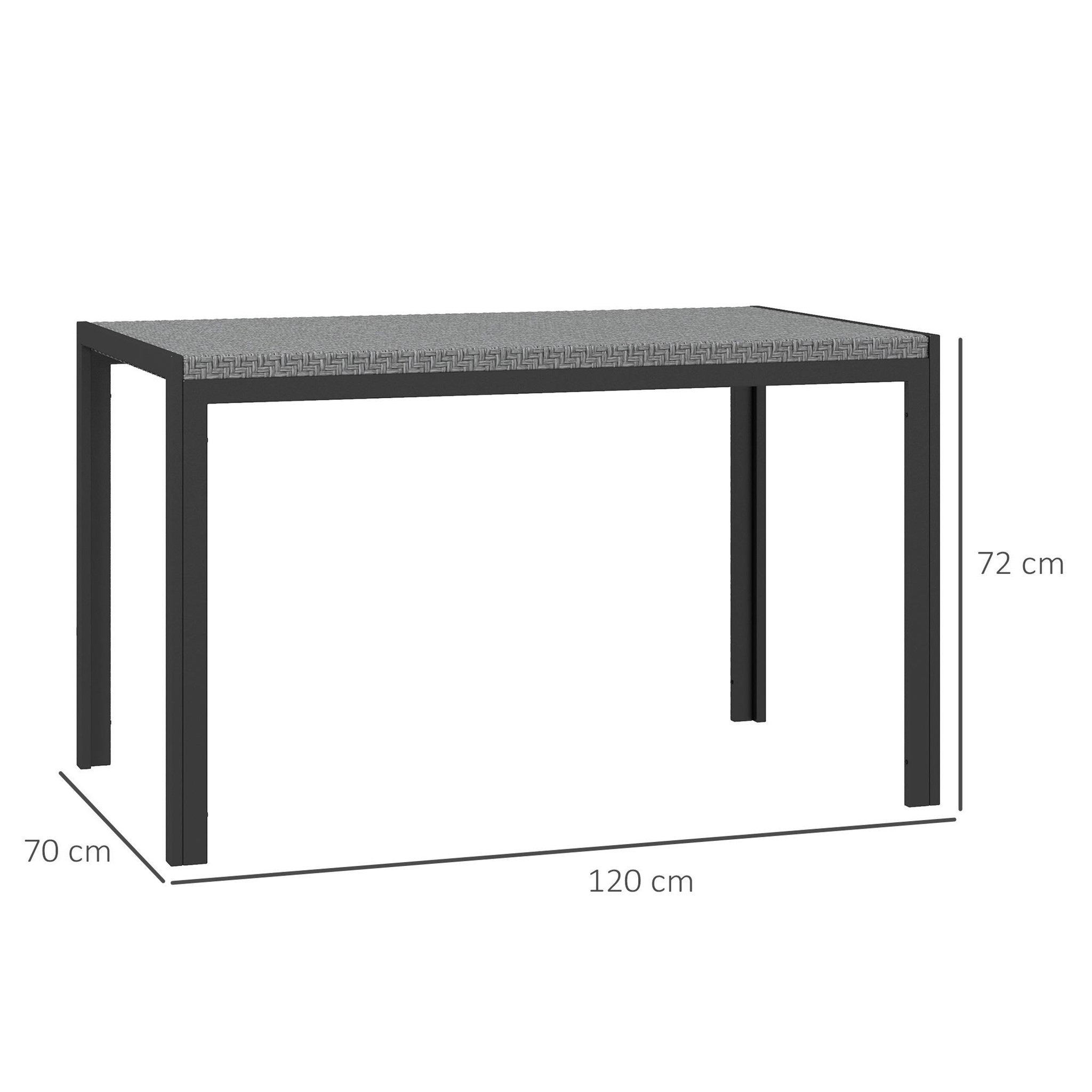 Voir la diapositive 3 : OUTSUNNY Table de jardin rectangulaire 4 personnes métal plateau résine tressée