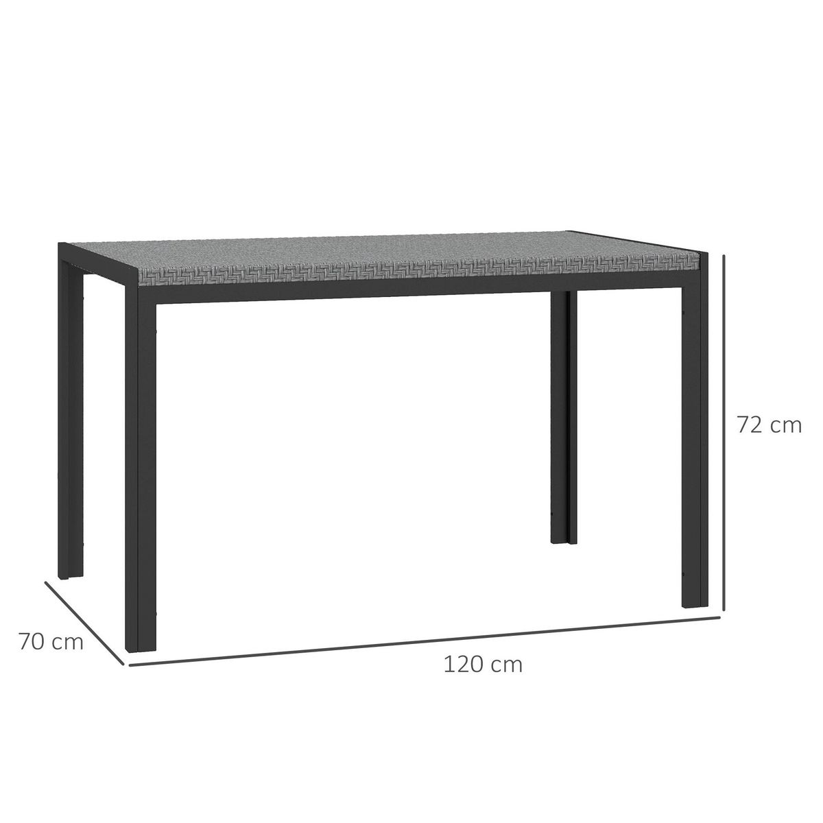 OUTSUNNY Table de jardin rectangulaire 4 personnes métal plateau résine tressée