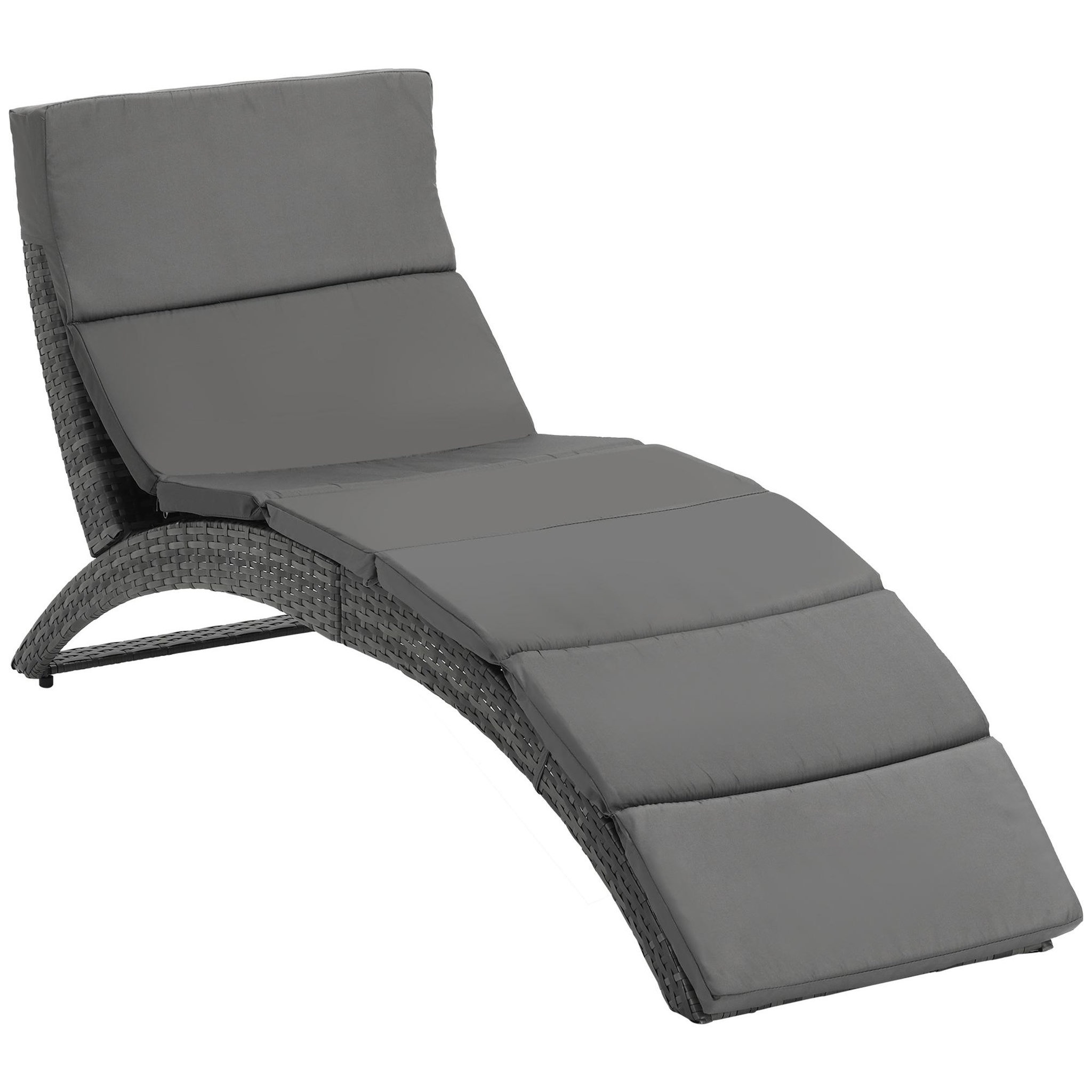 Voir la diapositive 1 : OUTSUNNY Bain de soleil design contemporain - matelas grand confort inclus - résine tressée gris