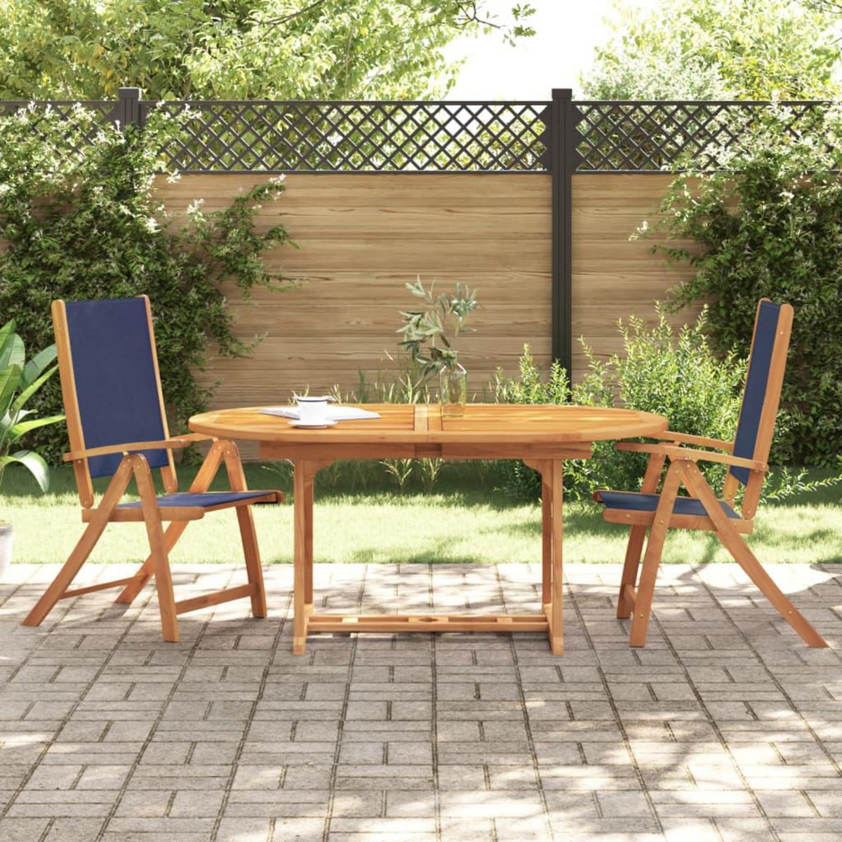 VIDAXL Chaises pliables de jardin lot de 2 bois d'acacia et textilene