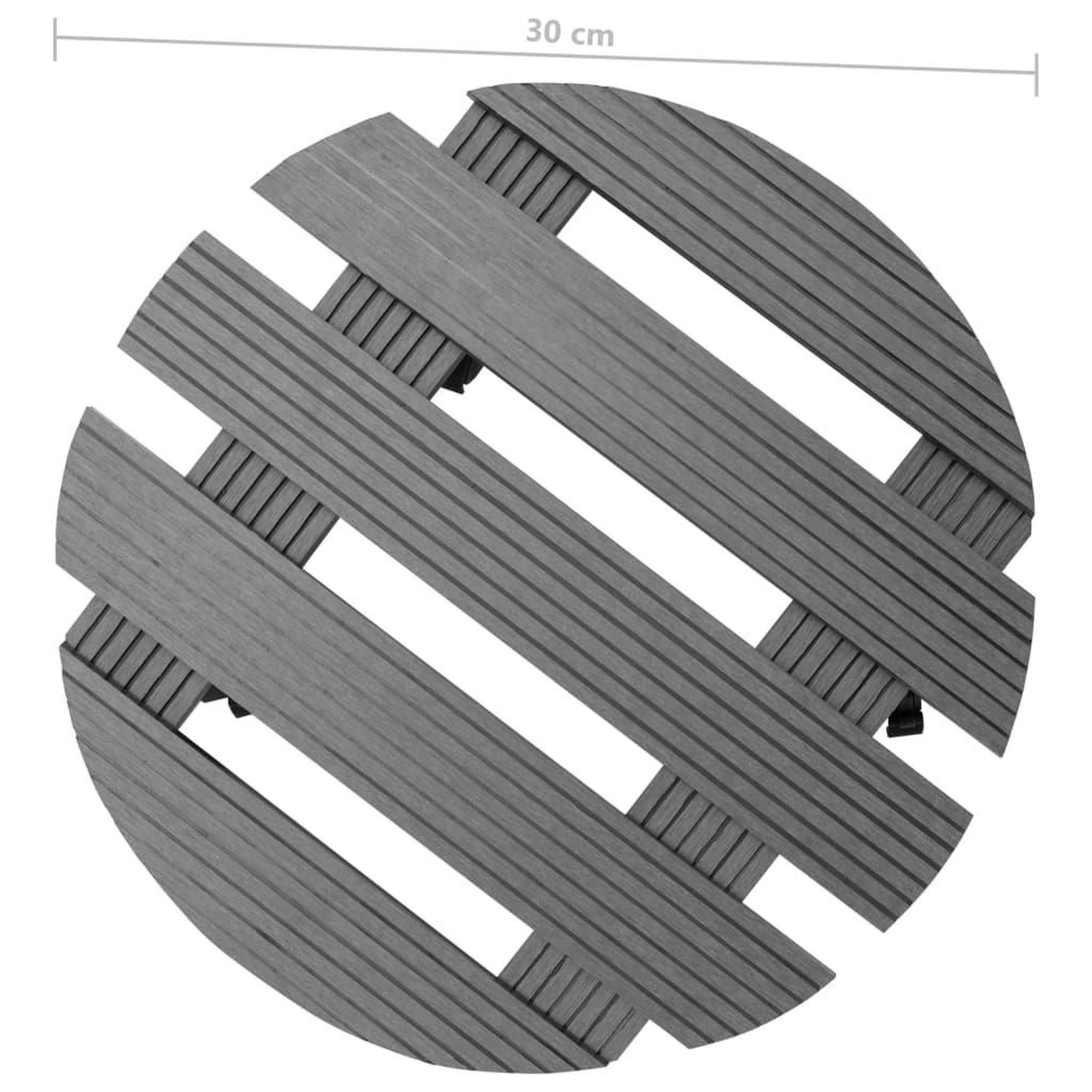 Voir la diapositive 6 : VIDAXL Chariots a plantes 2 pcs Gris Ø30x7,5 cm WPC