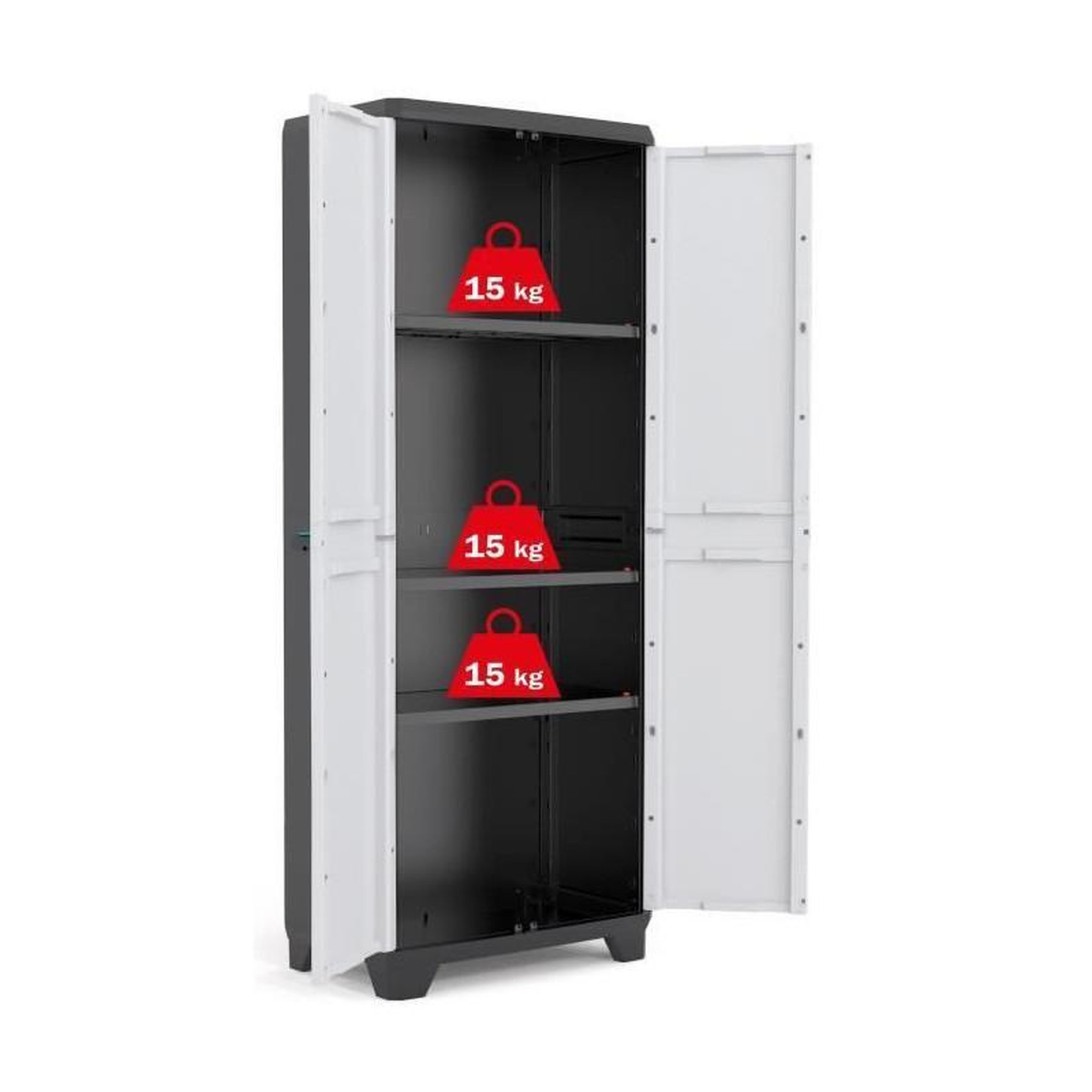 Voir la diapositive 3 : KIS KIS Armoire de rangement haute Linear - 68 x 39 x 173 cm - Noir et gris