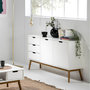 Voir la diapositive 5 : VS VENTA-STOCK Buffet Baku 3 tiroir y 2 porte blanc, pin massif, longueur 140 cm