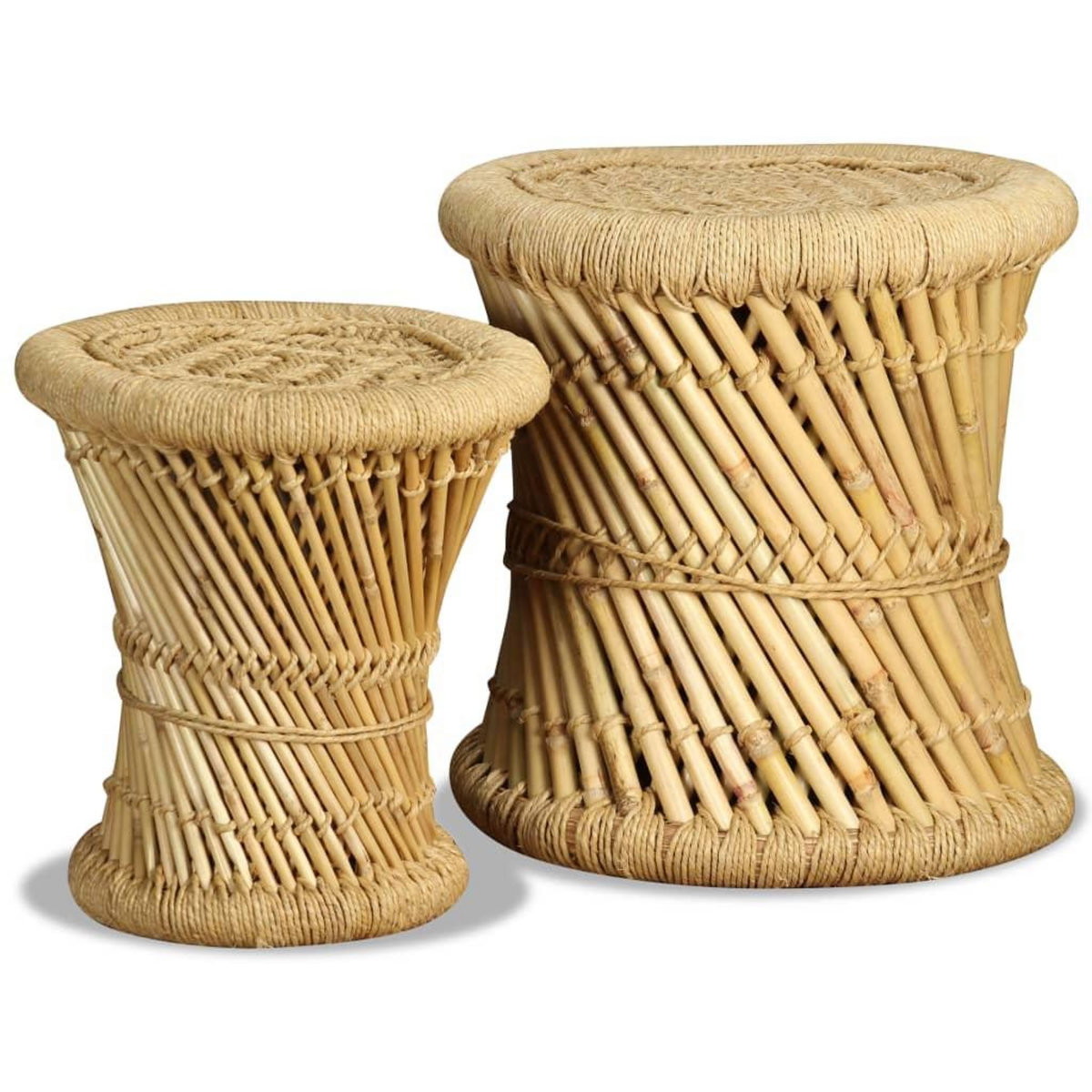 VIDAXL Tabourets lot de 2 Bambou et jute