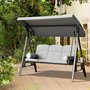 Voir la diapositive 2 : OUTSUNNY Balancelle de jardin 3 places grand confort toit inclinaison réglable coussins plateaux rétractables polyester filé gris