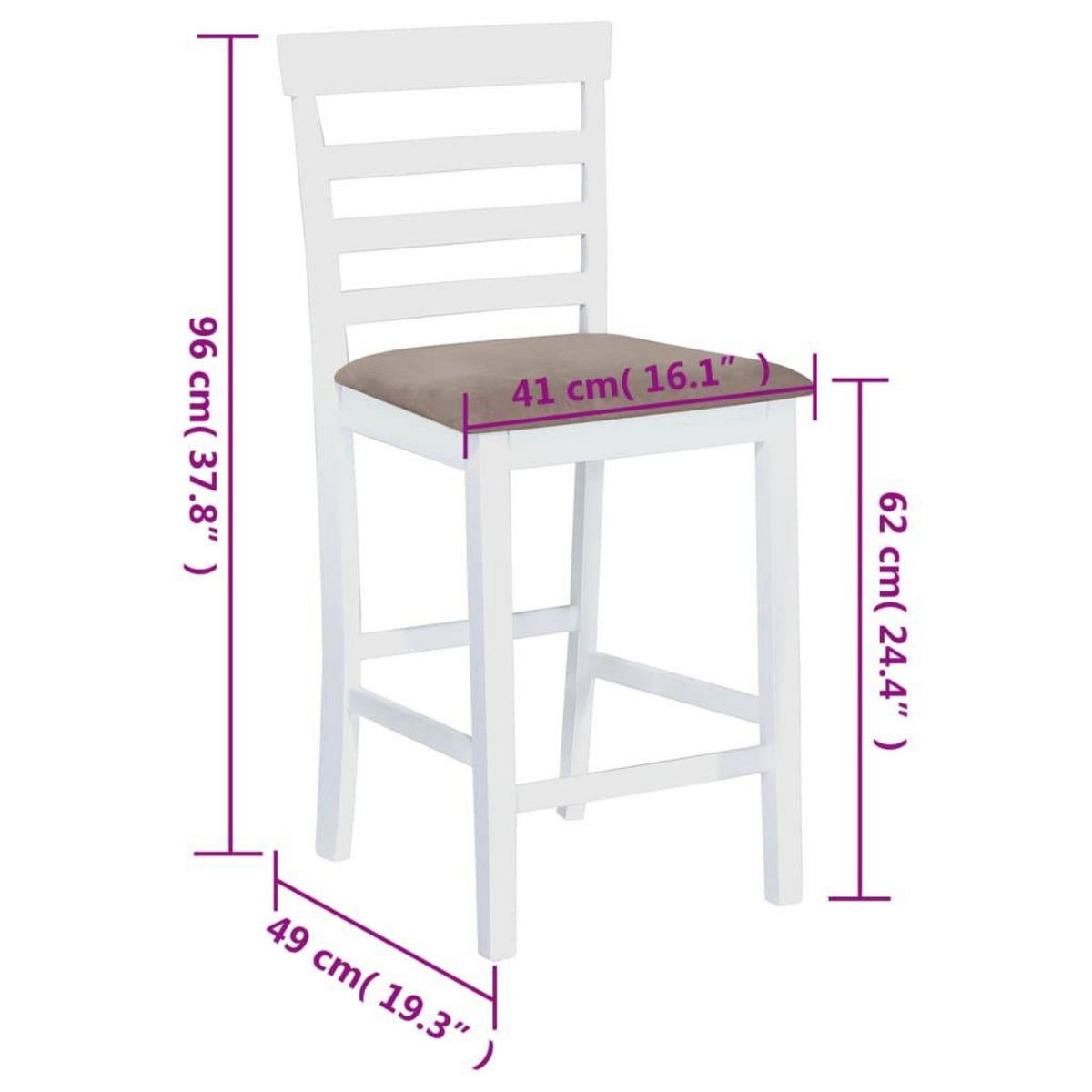 VIDAXL Chaises de bar lot de 2 blanc tissu
