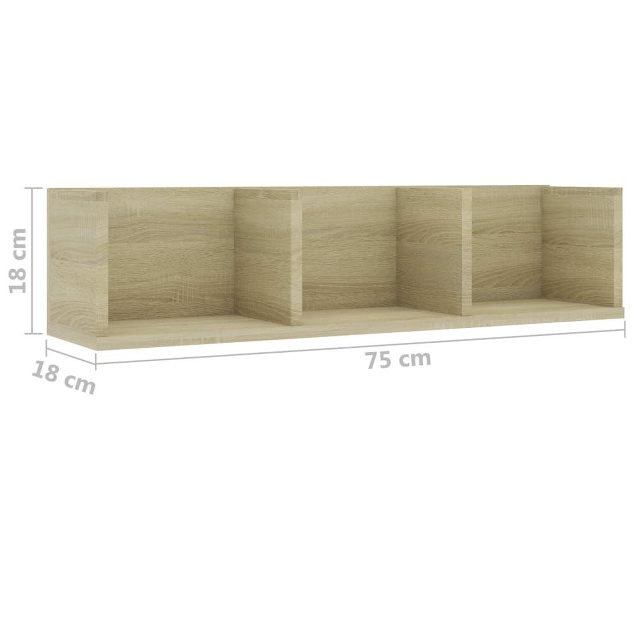 Voir la diapositive 6 : VIDAXL Etagere murale a CD Chene sonoma 75x18x18 cm Bois d'ingenierie