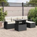VIDAXL Salon de jardin 6 pcs avec coussins noir resine tressee