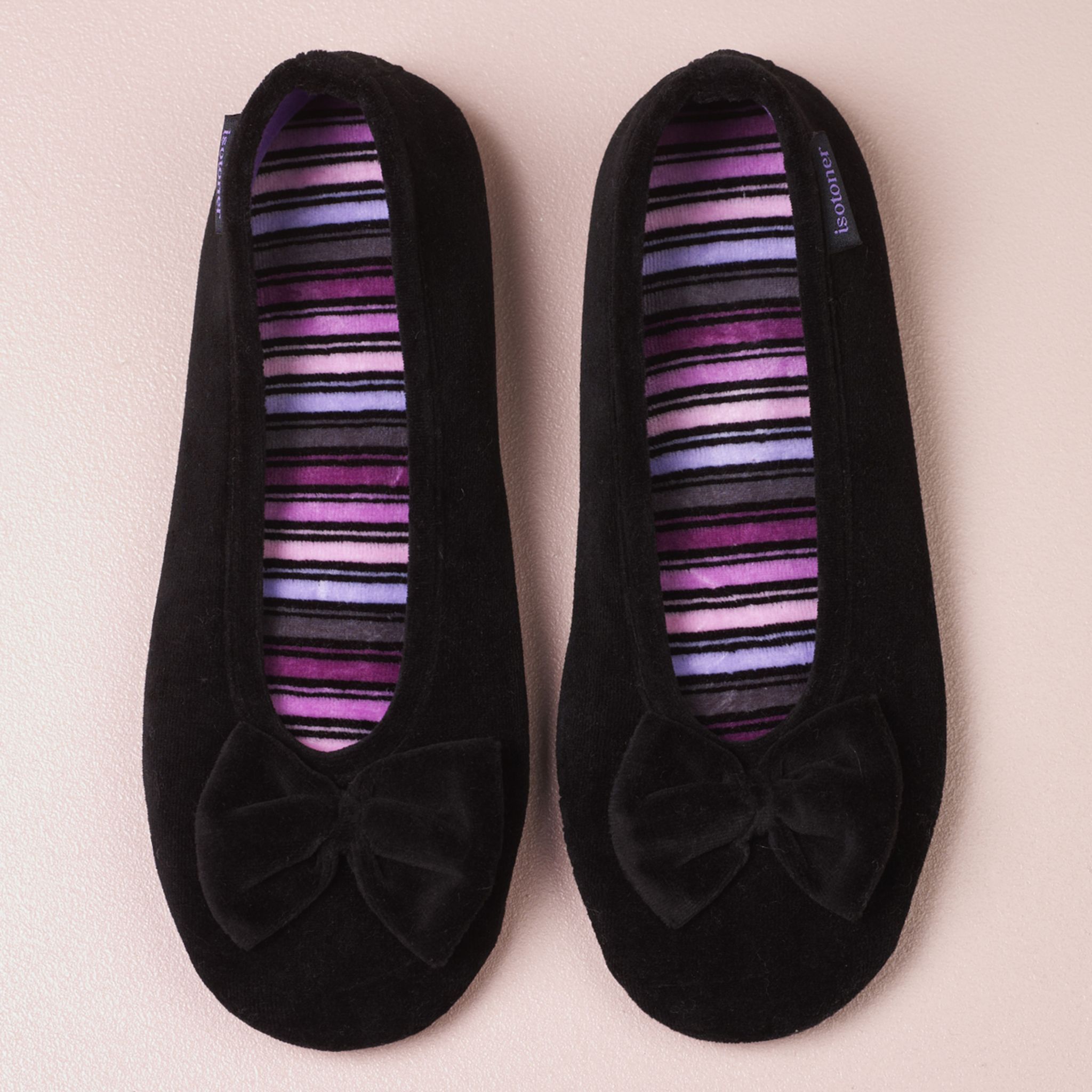 Ballerines/chaussons Isotoner En Velours Fuchsia - Pointure 39/40 Neuves Avec Emballage
