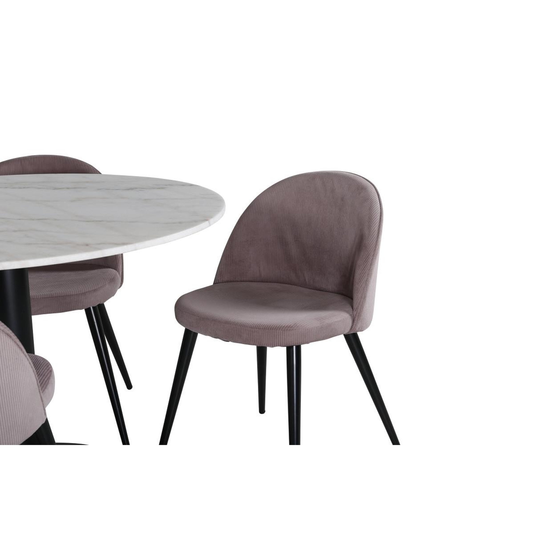 Voir la diapositive 4 : Paris Prix Ensemble table à manger & 4 chaises  estelle & velvet  106cm blanc & rose