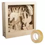 Rayher Cadre bois à motif 3D Paresseux 24 x 24 cm + masking tape doré à paillettes 5 m