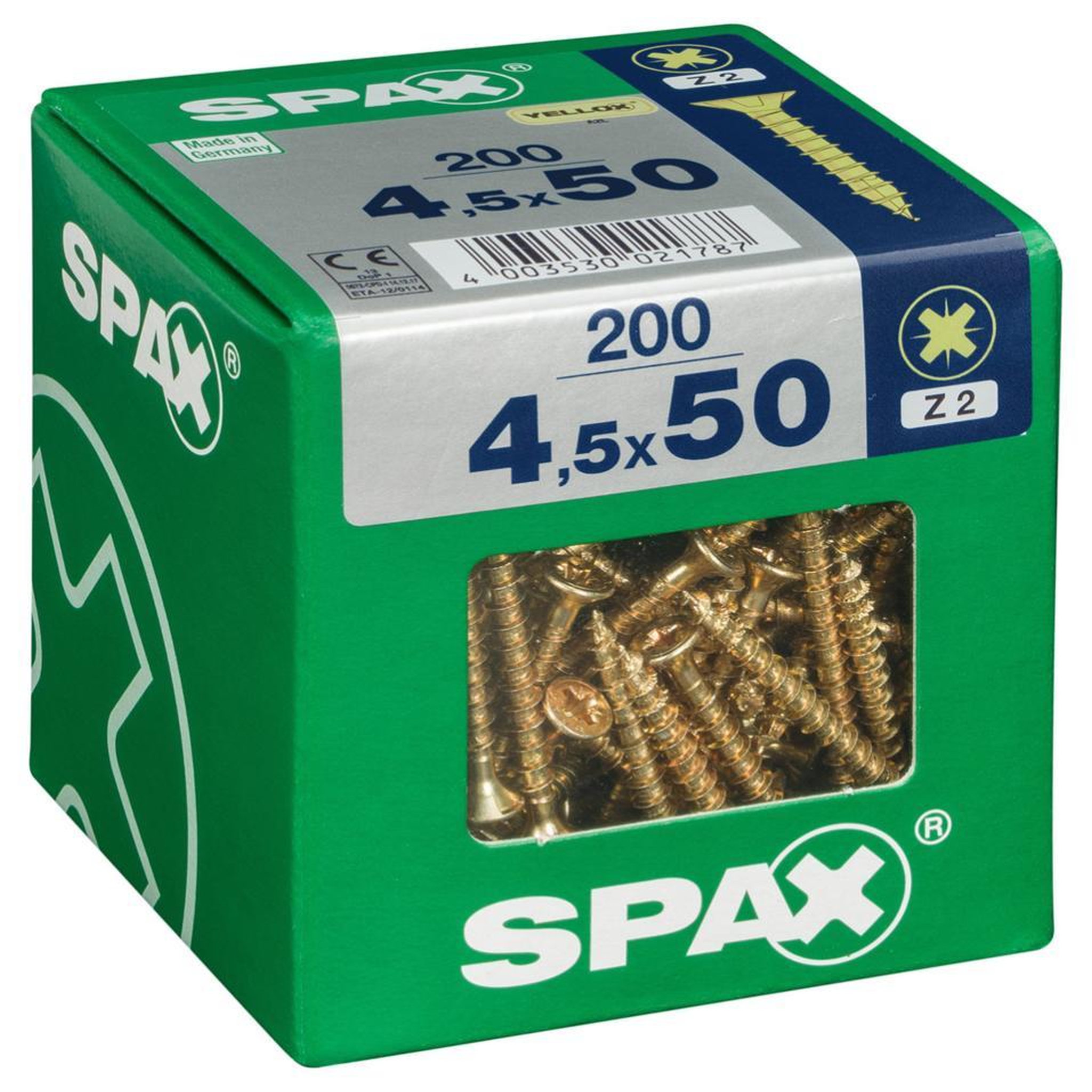CENTRALE BRICO Lot de 200 vis acier tête fraisée pozidriv SPAX, Diam.4.5 mm x L.50 mm
