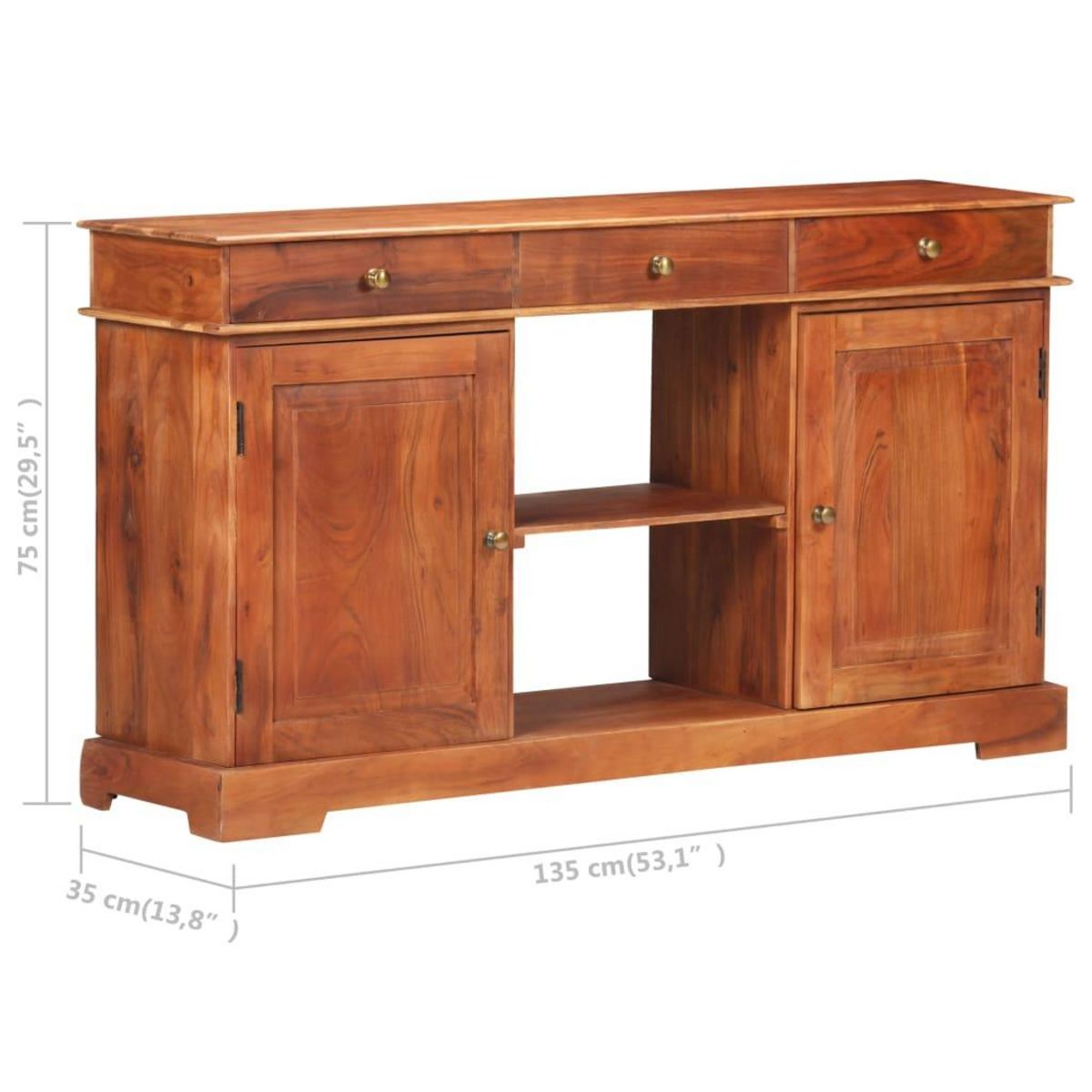 VIDAXL Buffet 135x35x75 cm Bois d'acacia solide