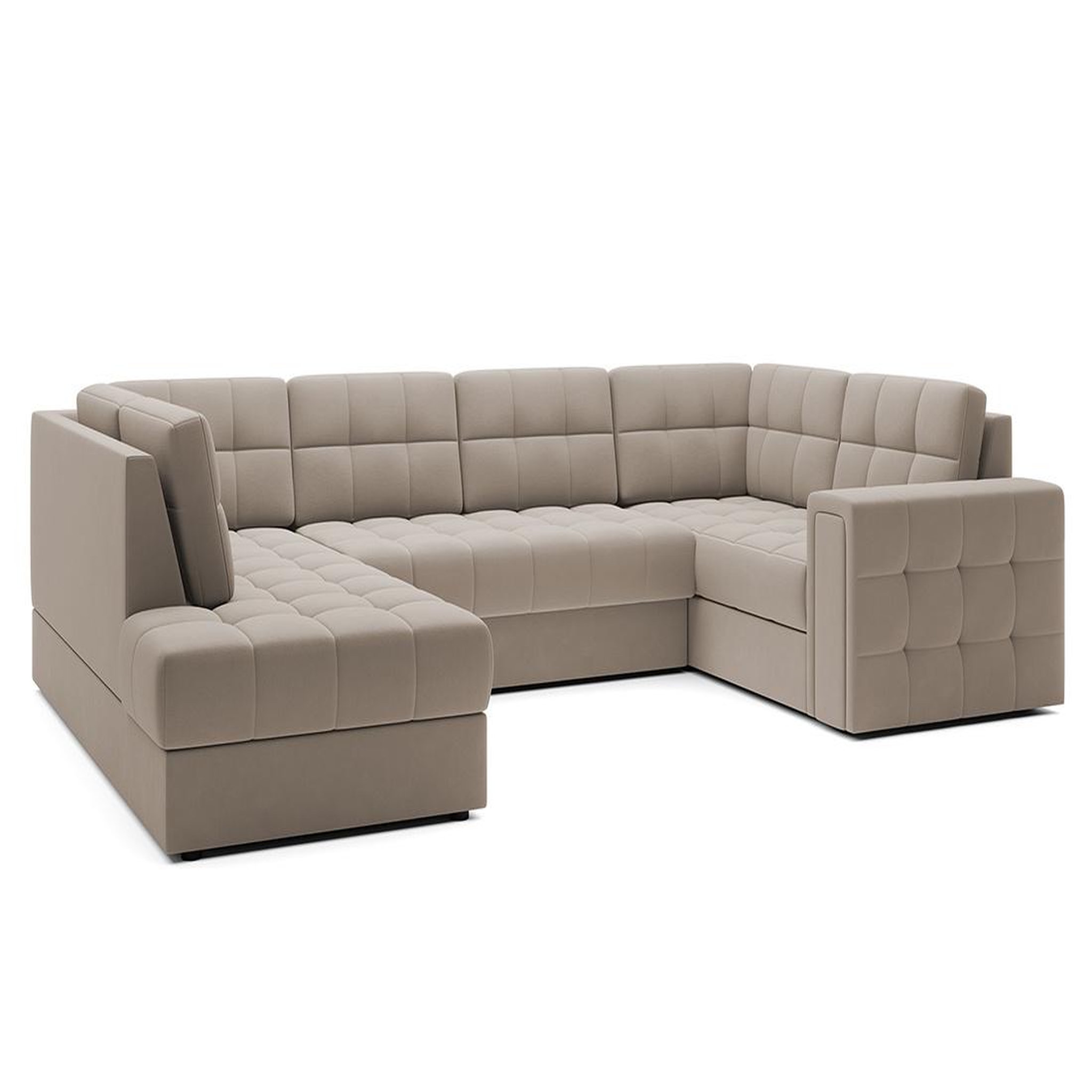 Voir la diapositive 4 : BEST MOBILIER Nappa - canapé panoramique d'angle droit 7 places convertible avec coffre en velours