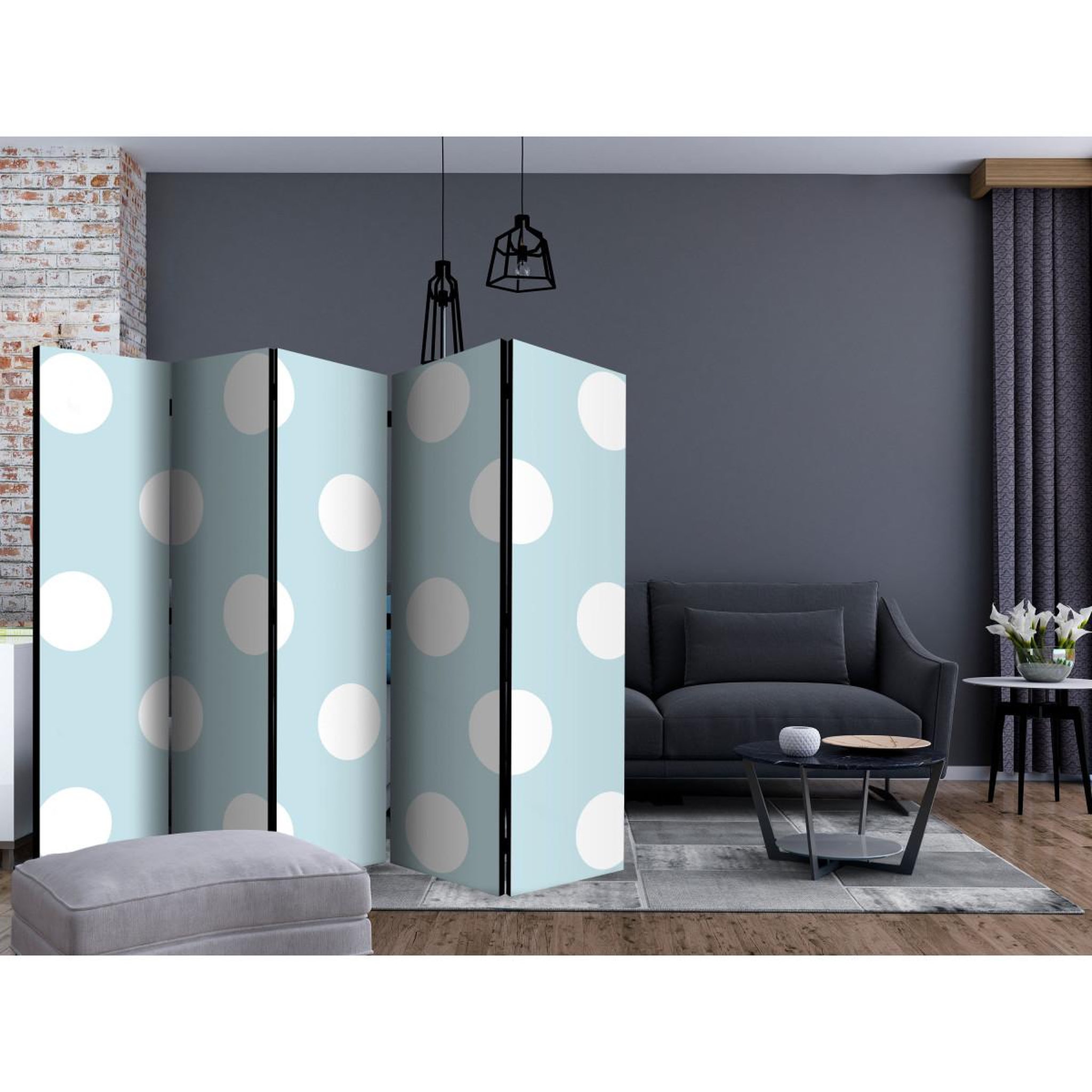 Voir la diapositive 2 : Paris Prix Paravent 5 volets  blue sweetness  172x225cm