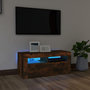 Voir la diapositive 1 : VIDAXL Meuble TV avec lumieres LED Chene fume 90x35x40 cm