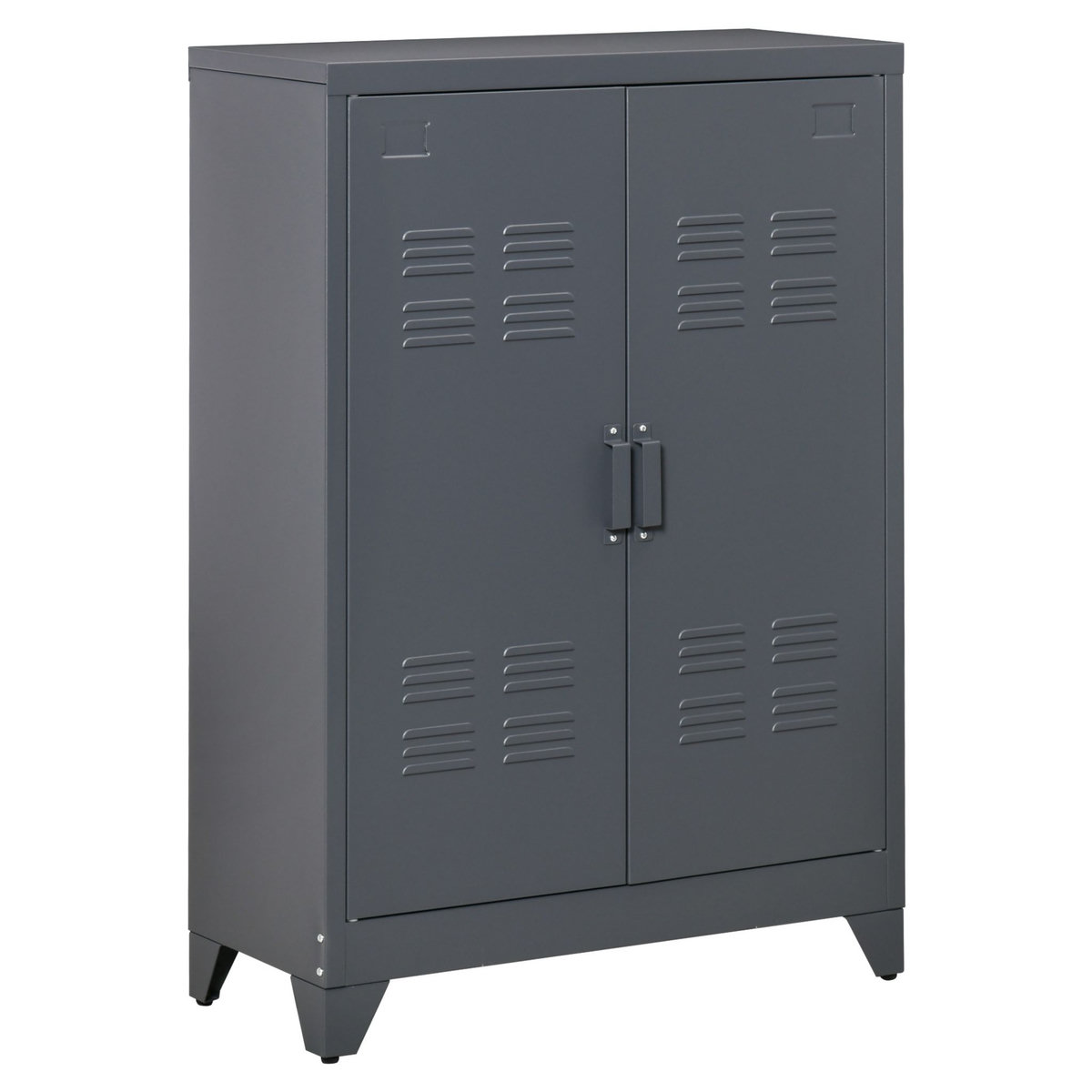 HOMCOM HOMCOM Armoire de rangement métal design industriel - 2 étagères - structure piètement tôle métal gris anthracite