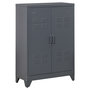 Voir la diapositive 1 : HOMCOM HOMCOM Armoire de rangement métal design industriel - 2 étagères - structure piètement tôle métal gris anthracite