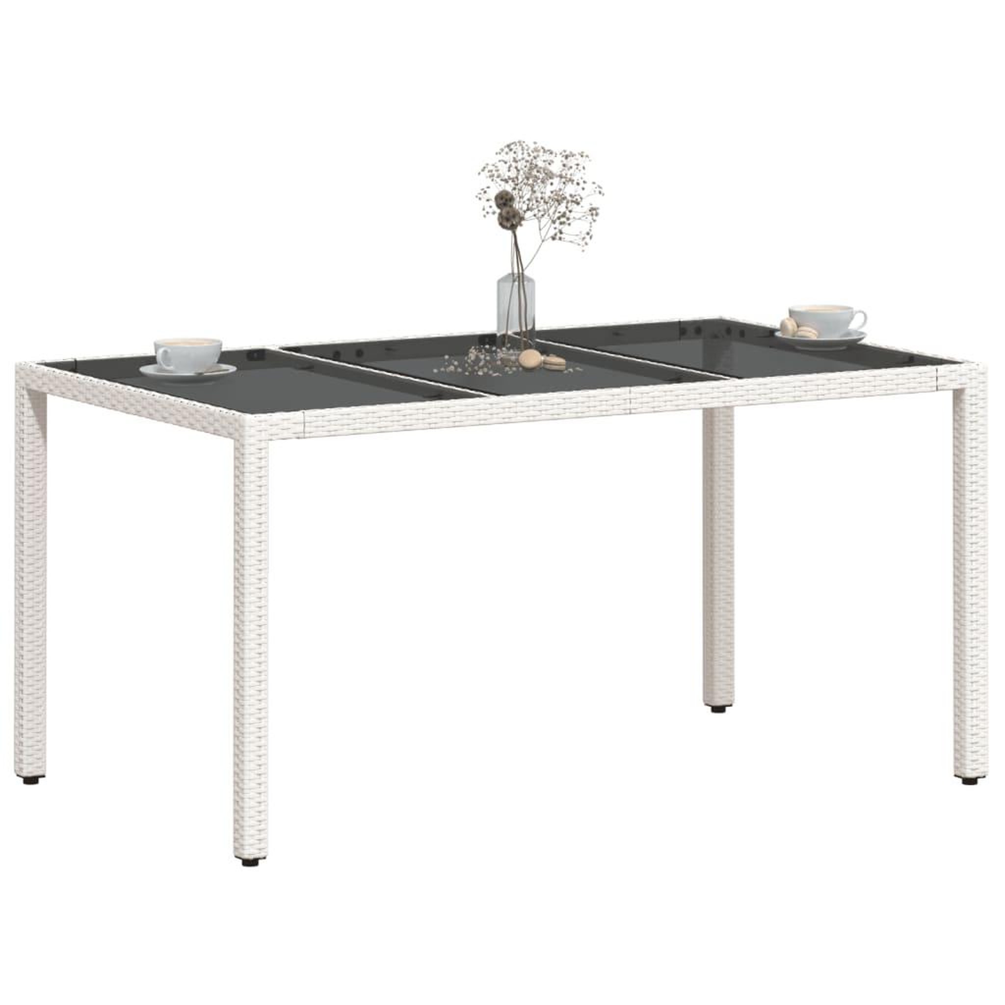 Voir la diapositive 4 : VIDAXL Table de jardin avec dessus en verre blanc resine tressee