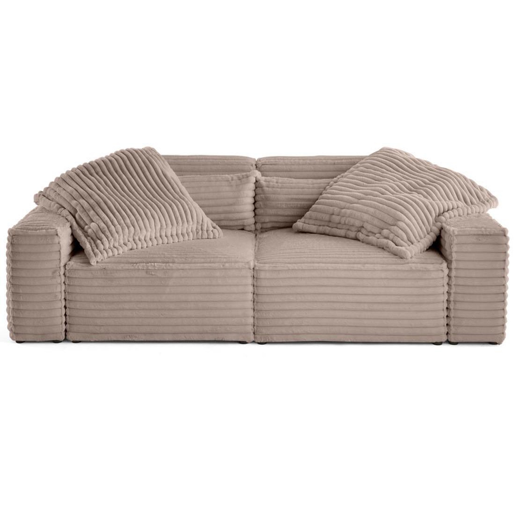 Voir la diapositive 1 : LISA DESIGN Richie - canapé droit 3 places avec double méridienne - assise profonde - en fausse fourrure côtelée