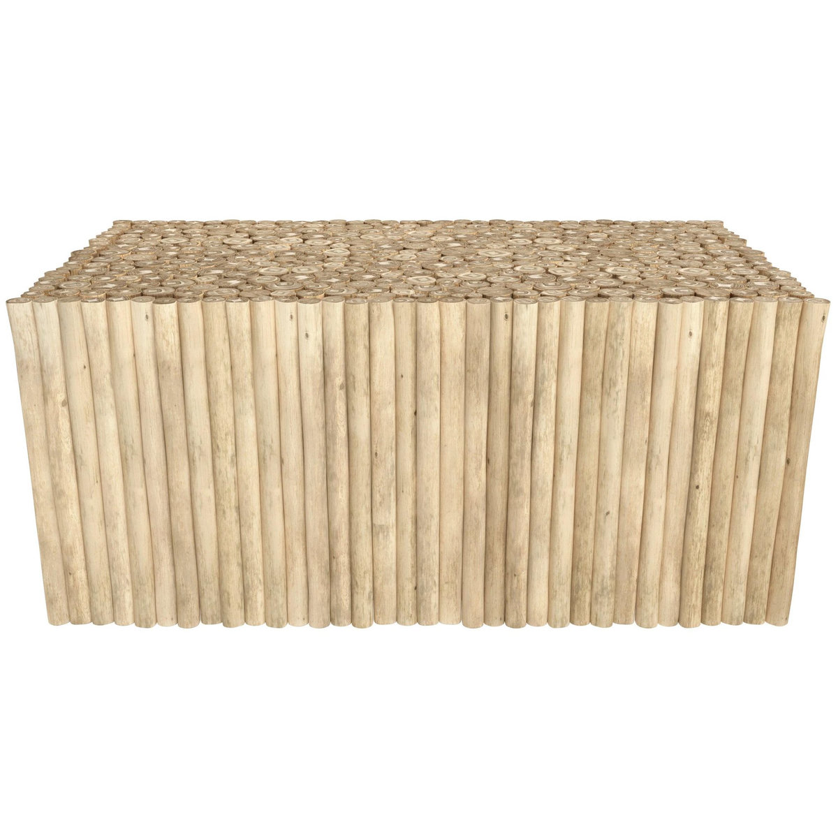 Rendez vous déco Salon de jardin blanc 4 personnes en bois de teck, canapé, table basse-Sunny