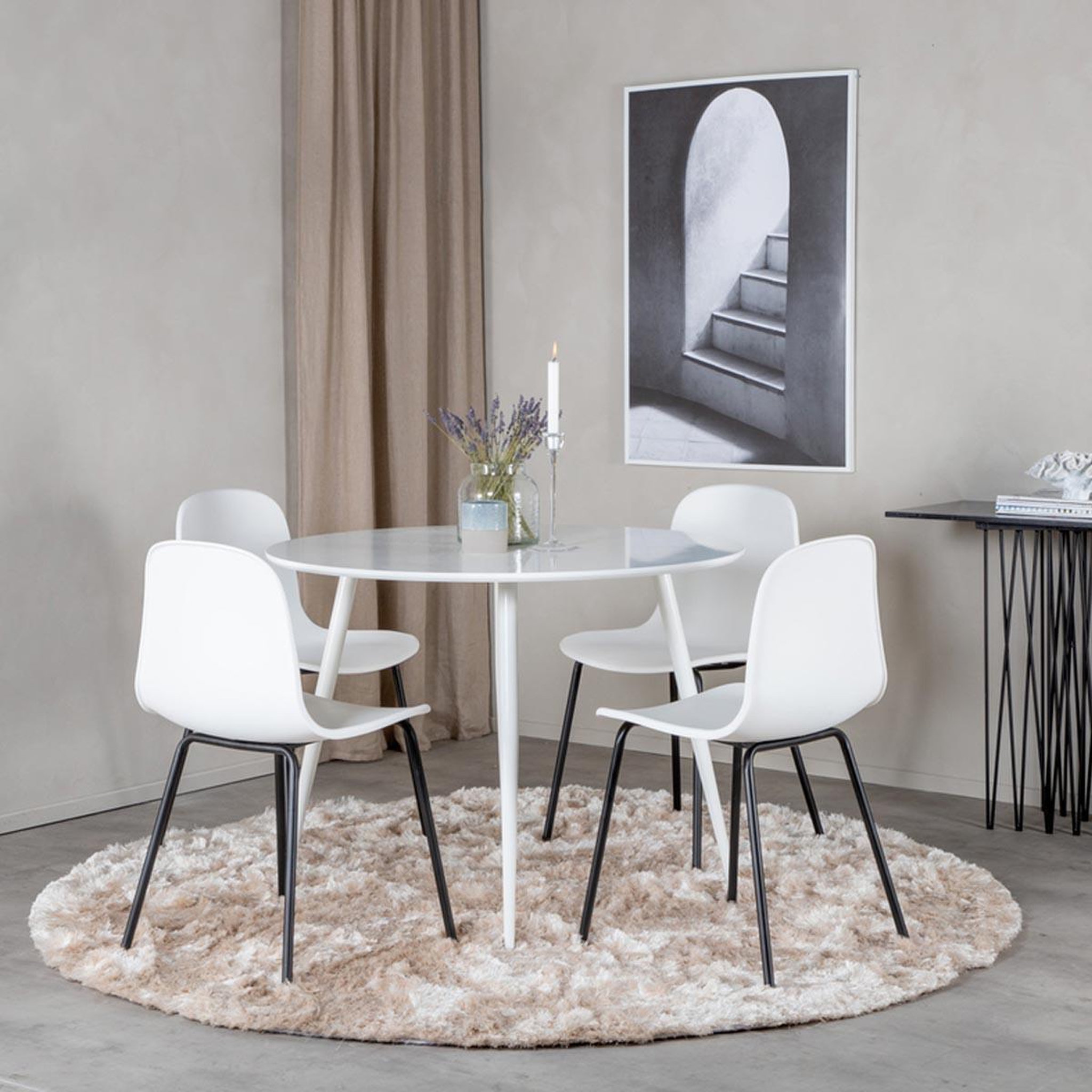 Voir la diapositive 4 : Paris Prix Ensemble table à manger & 4 chaises  plaza & artic  100cm blanc