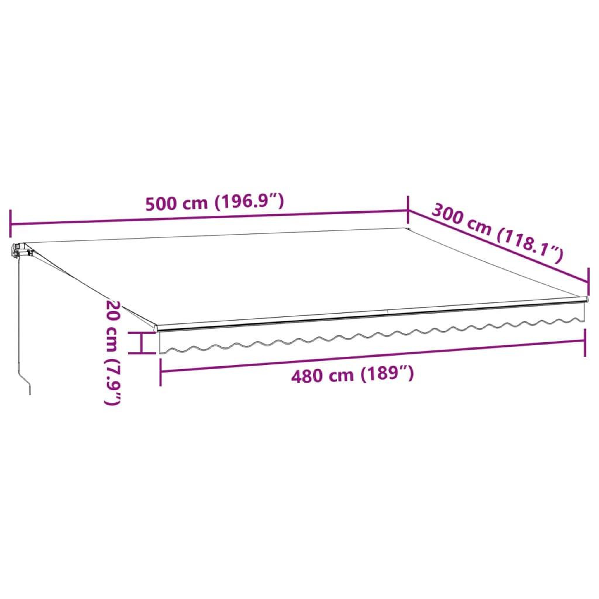 Voir la diapositive 6 : VIDAXL Auvent manuel retractable avec LED anthracite blanc 500x300 cm