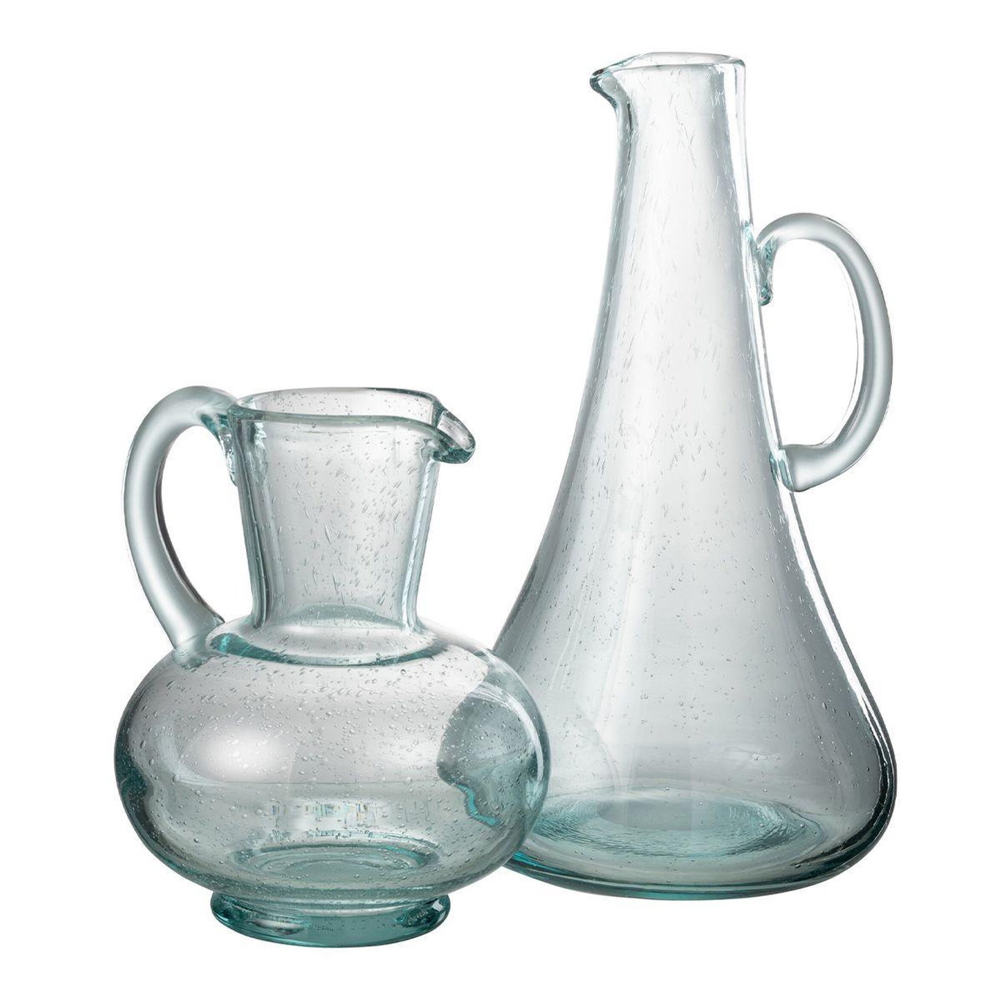Voir la diapositive 2 : J-LINE Carafe design en verre  boule  21cm bleu