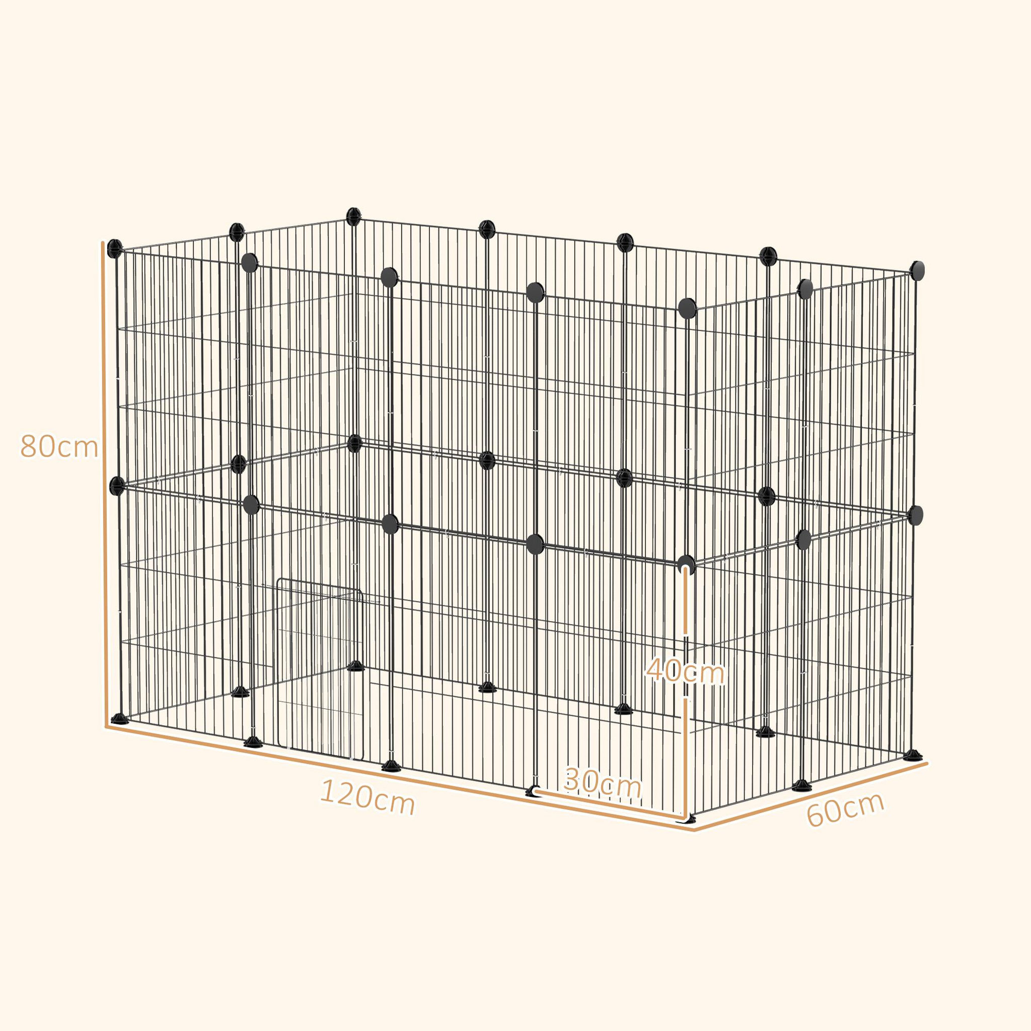 Voir la diapositive 3 : PAWHUT Enclos modulable rongeurs petits animaux - parc 24 panneaux - 120 x 60 x 80 cm - acier noir
