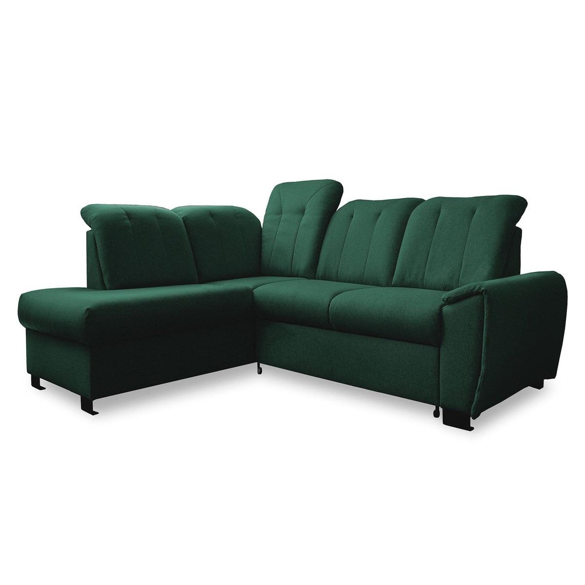 BEST MOBILIER Paul - canapé d'angle gauche - 5 places - convertible avec coffre et têtières - en tissu