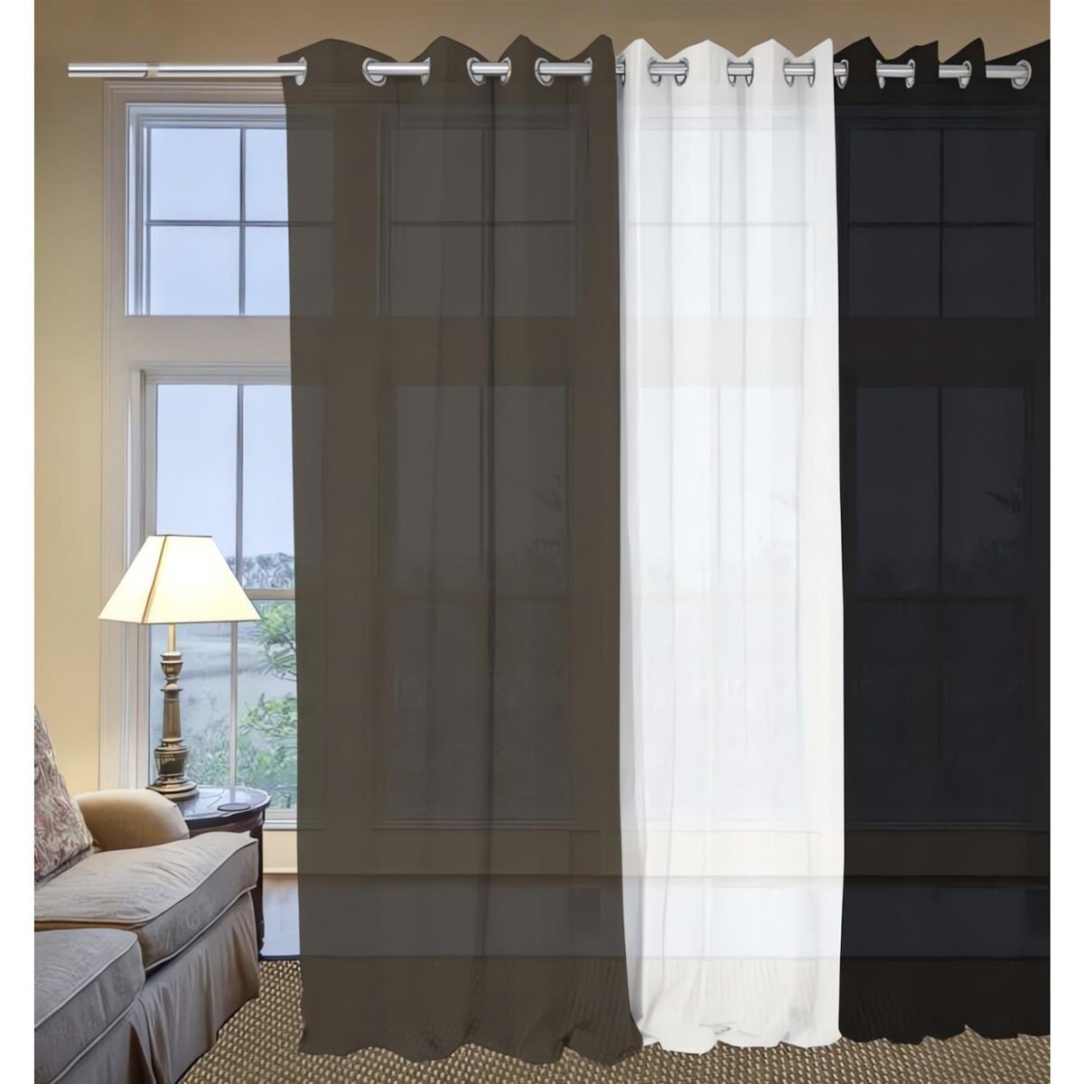 SOLEIL D'OCRE Voile à oeillets en coton 135x250 cm PANAMA, par Soleil d'Ocre