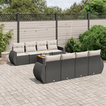 VIDAXL Salon de jardin 9 pcs avec coussins noir resine tressee