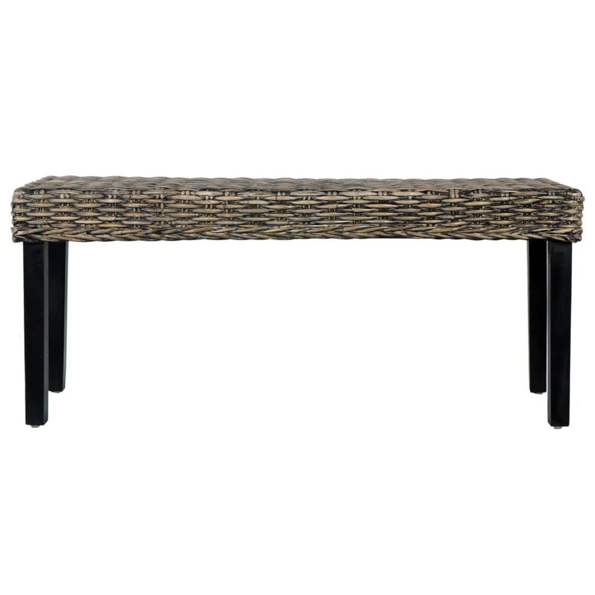 VIDAXL Banc 110 cm Noir Rotin naturel kubu et bois de manguier massif